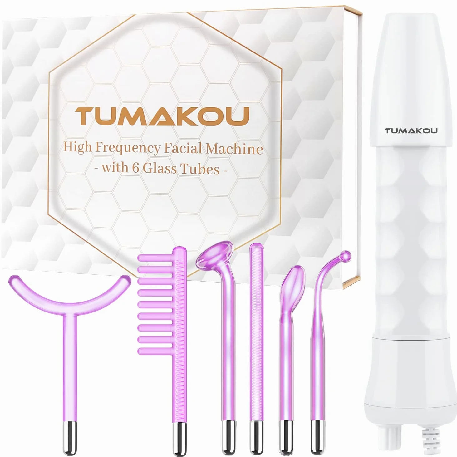 TUMAKOU Appareil Haute Frequence Esthetique Argon 6 en 1 - Appareil Haute Fréquence Visage pour l'acné, les Rides, le Raffermissement de la Peau- Soins pour le Visage