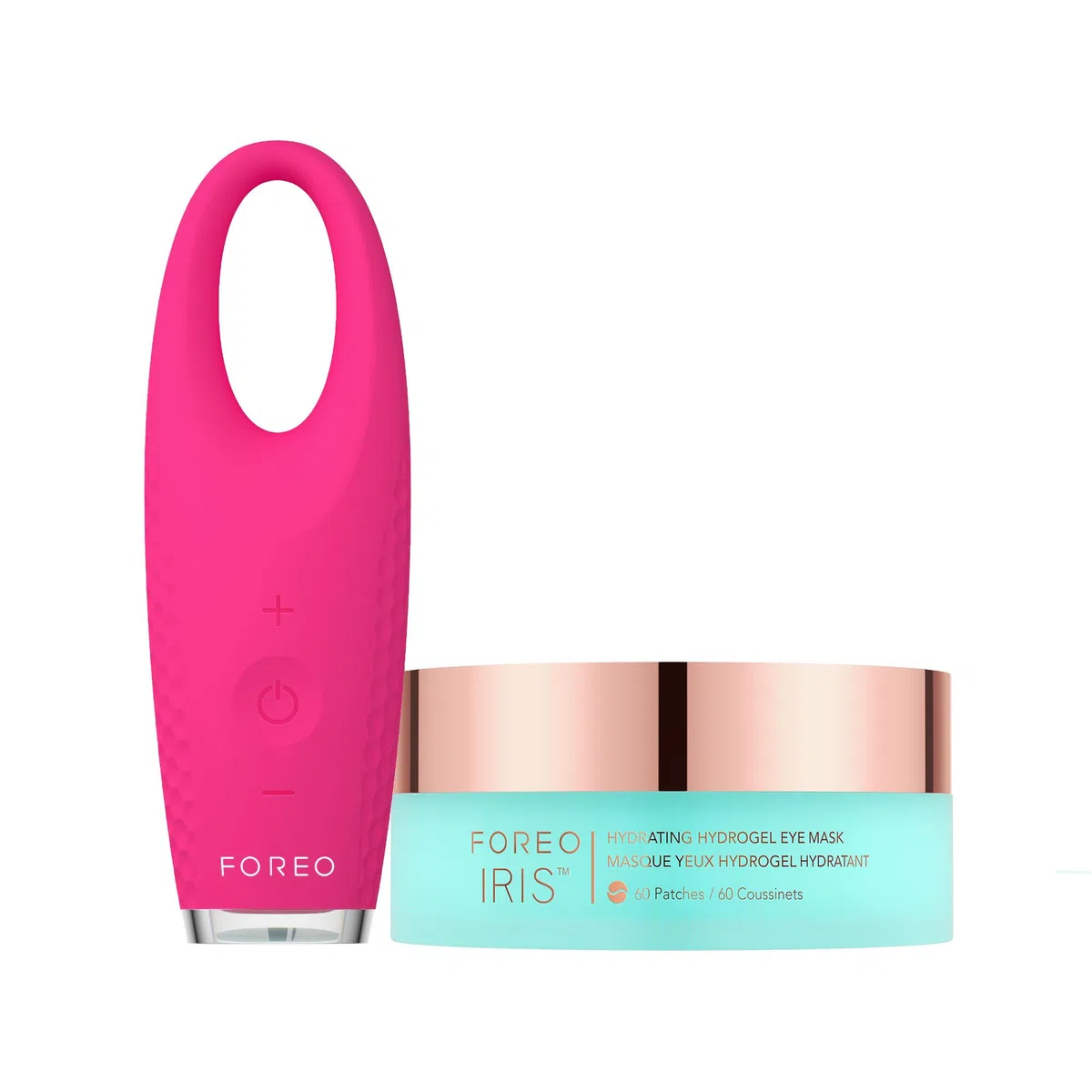 FOREO Eye Revive IRIS 2 Set - Masseur yeux drainage lymphatique + Masque yeux hydrogel hydratant, 60 pc- Soin contour anti-cernes et poches - Soin contour
