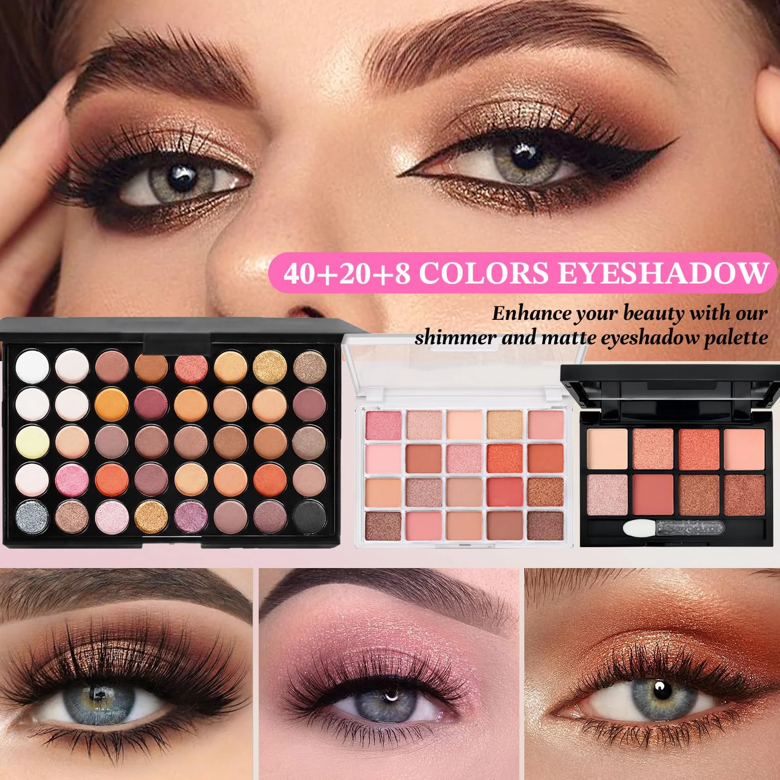Coffret Maquillage Femme Kit Complet Ombres Paupière Fond de Teint Correcteur Blush Rouge à Lèvre Mascara Eyeliner Pinceaux