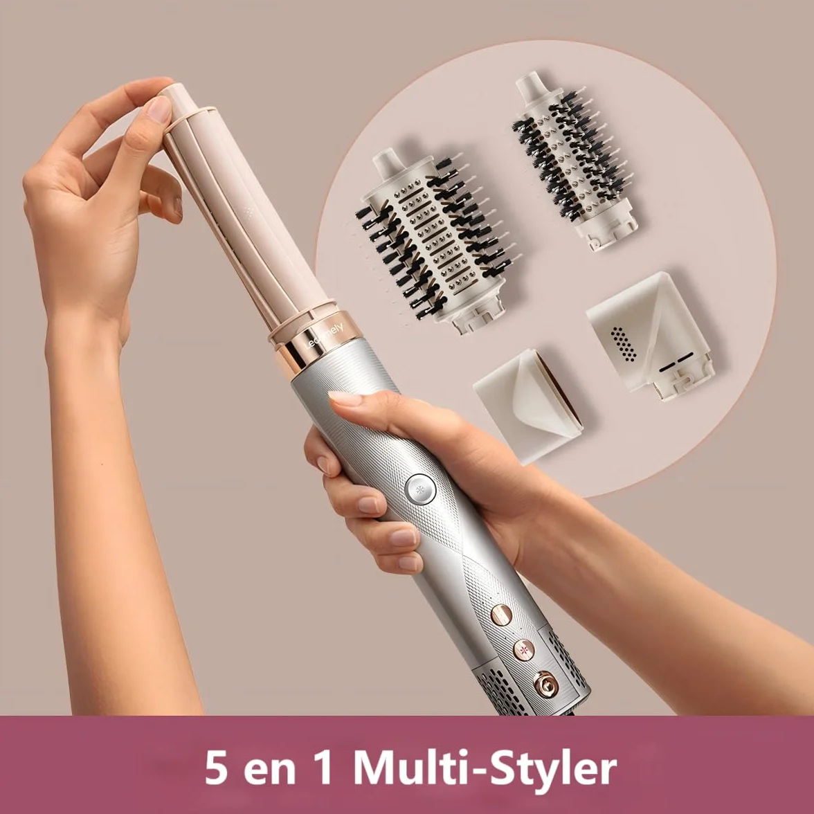 AirEdge A3 Brosse Soufflante 5-en-1 Automatique Coanda 1500W Lisseur Volumateur Ionique Anti-Frisottis Cheveux Longs Fins Épais