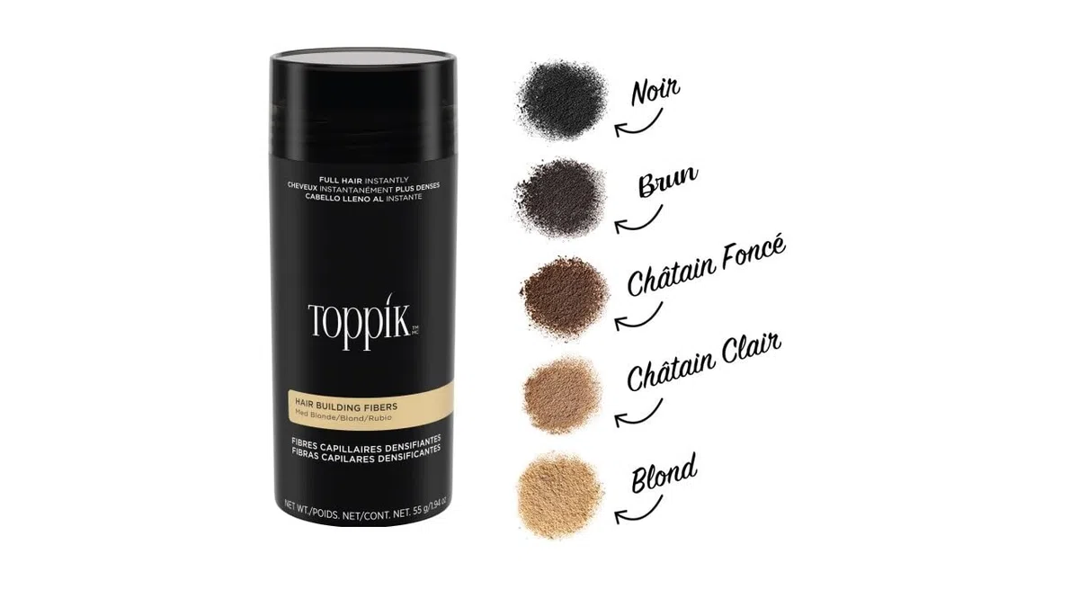 TOPPIK Fibres Capillaires Densifiantes à base de Kératine, Blond - 55g - Cheveux à l'Aspect Naturellement plus Epais – Pour densifier Racines, Ligne Frontale, Barbe, Calvitie
