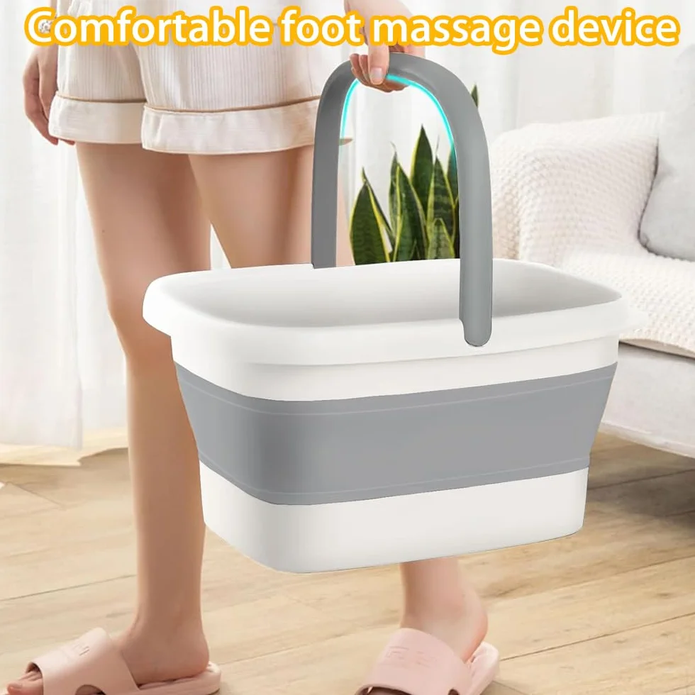 Bain de pieds pliable avec massage 15 L seau de bain pour soulager le stress fatigue