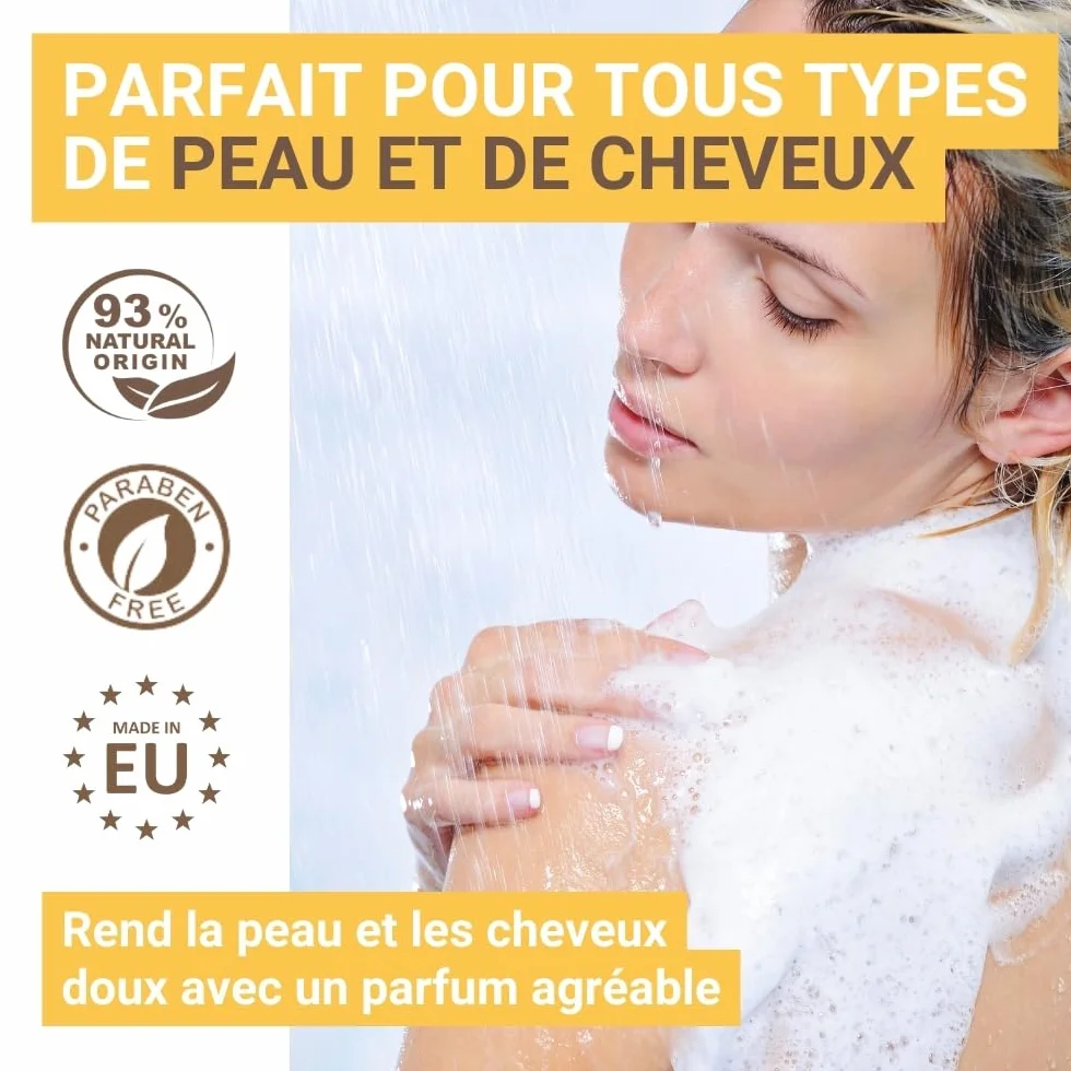 Gel/Shampooing 2en1 Nature 5L 93% Naturel Recharge Doseur Après-shampooing Sans Parabènes Fabriqué UE