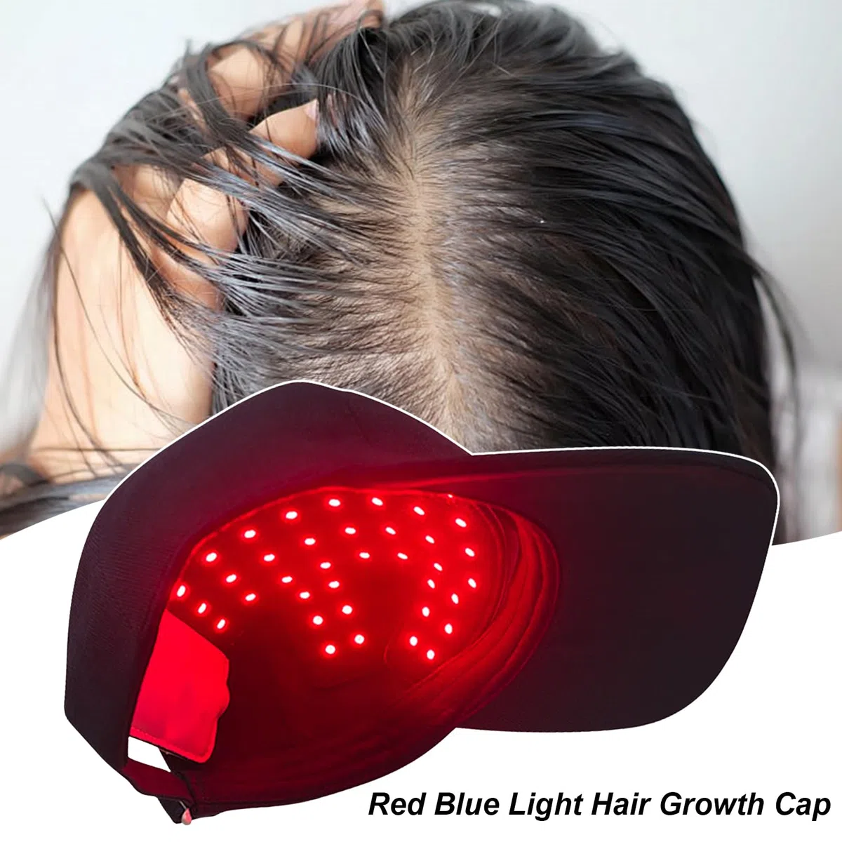 Red Light Therapys Bonnet pour repousse des cheveux 56 lampes LED 4 en 1 infrarouge 450/660/850 nm, chapeau rechargeable sans fil pour cheveux clairsemés, prévention de l'alopécie, santé du cuir