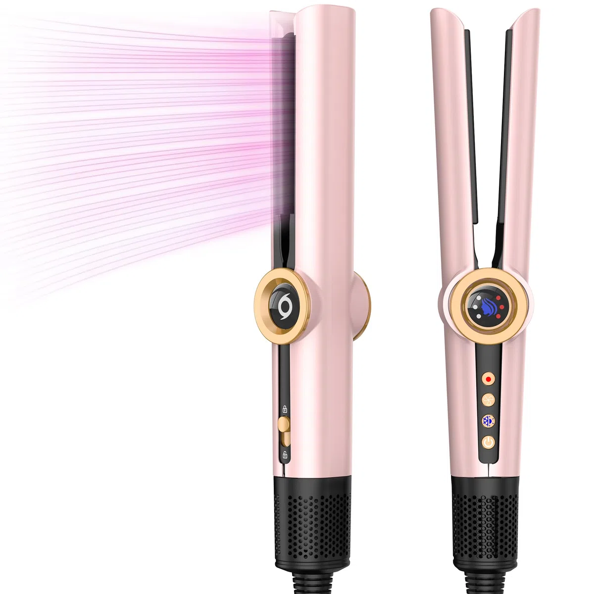 OKWRAP Hair Straightener 2 en 1 Seche Cheveux Lisseur，Lisseur Sechant Ionique Lisseur Cheveux Fer a Lisser Lisseur Portable Sans Dommage Thermique, Obtenez Facilement des Cheveux Lisses et Soyeux