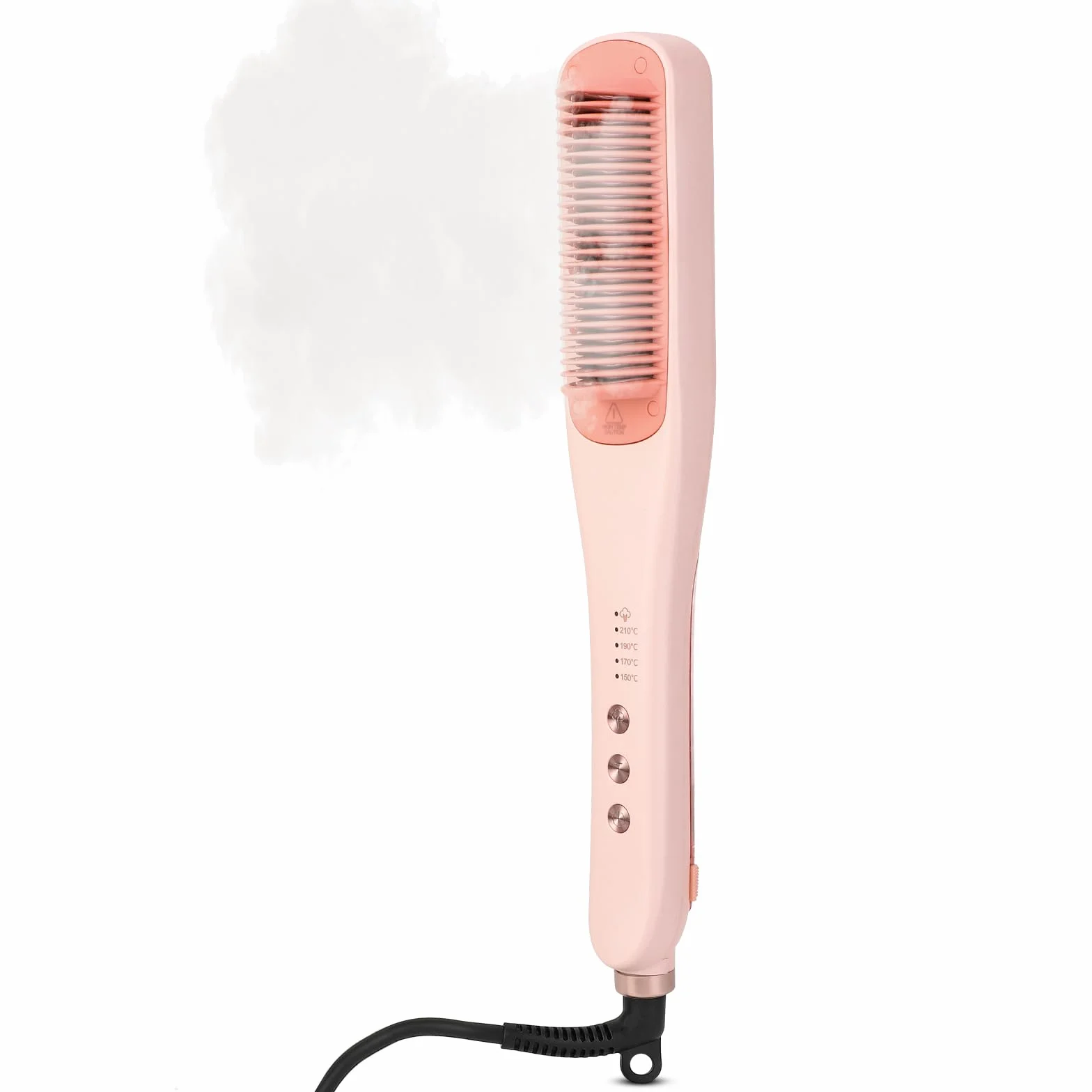 Brosse à Repasser à Cheveux à Vapeur, Lisseur Vapeur, Plaques en Céramique, 4 Niveaux Température, Chauffage Rapide 30s