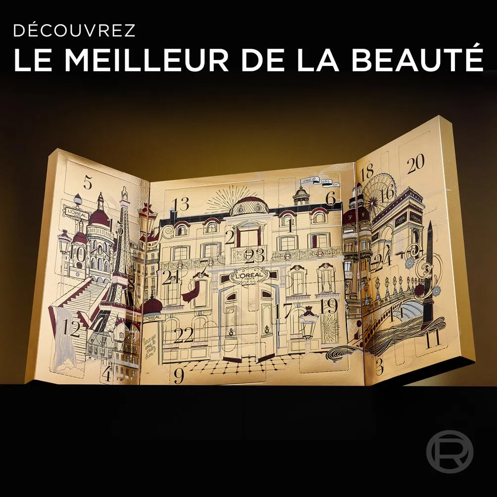 L'Oréal Paris Calendrier de l'Avent 24 Jours Coffret Cadeau Noël Maquillage Soins Visage et Cheveux 24 Produits de Beauté