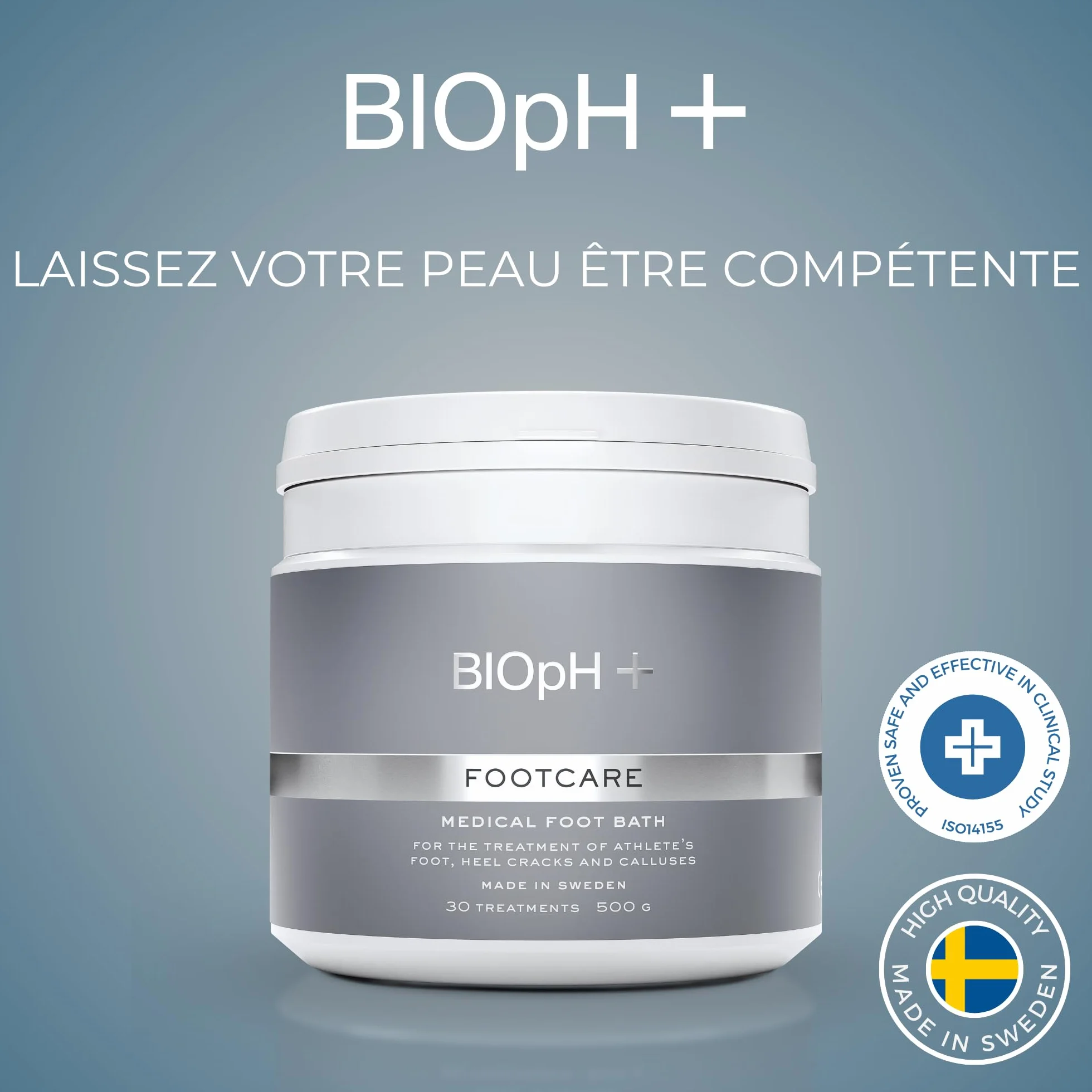 BIOpH+ Soin des pieds 500 g Bain de pieds antifongique Traitement pied d'athlète talons fendillés callosités