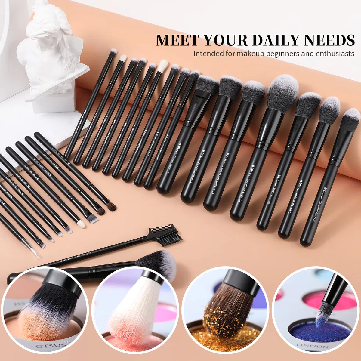 DUcare 27 Pinceaux Maquillage Professionnels Set Poils Synthétiques Makeup Cosmétiques Fond de teint Blending Blush Eyeliner Fard à Paupières