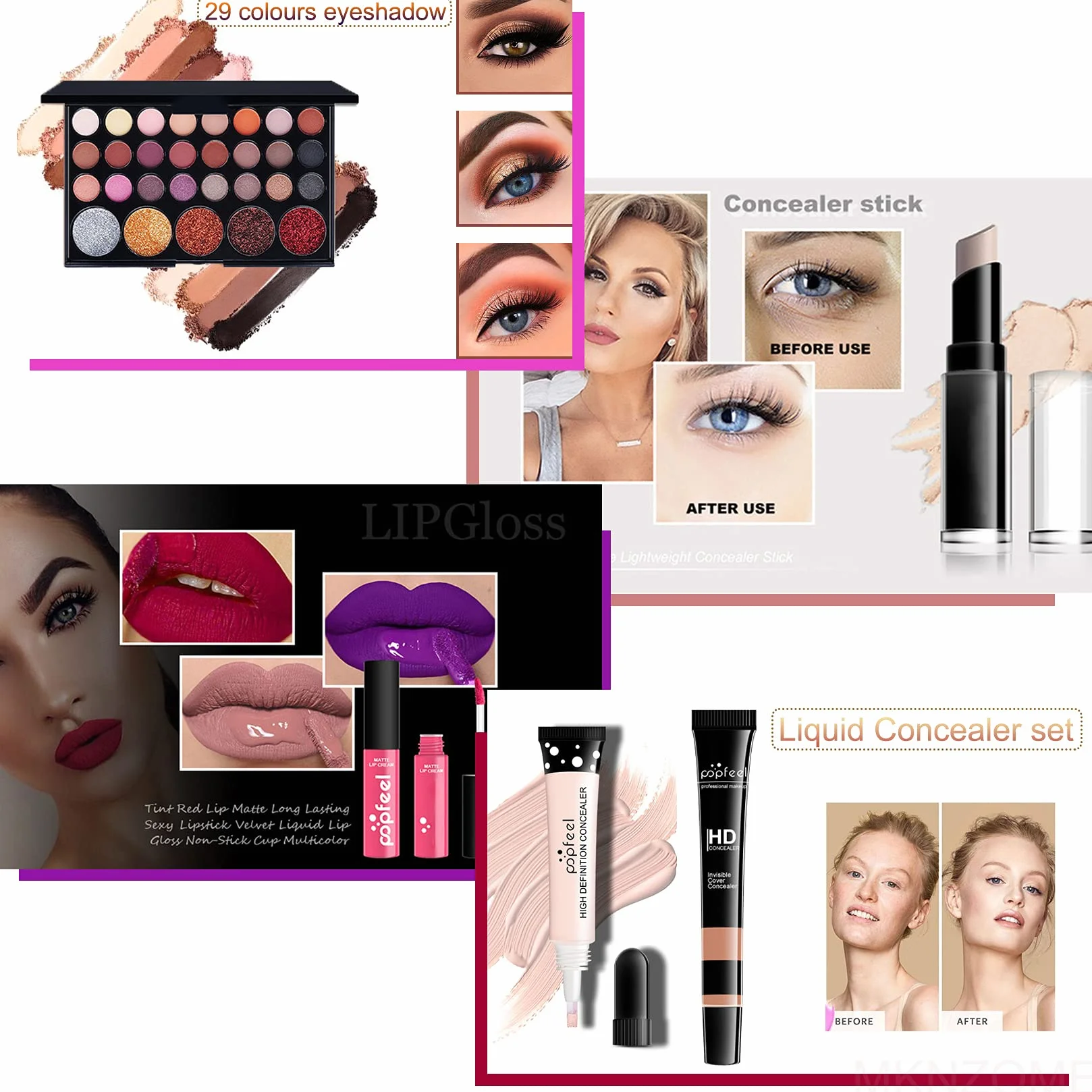 MKNZOME 27Pcs Kit de Maquillage Professionnel avec Palette Fard à Paupières et Sac de Rangement