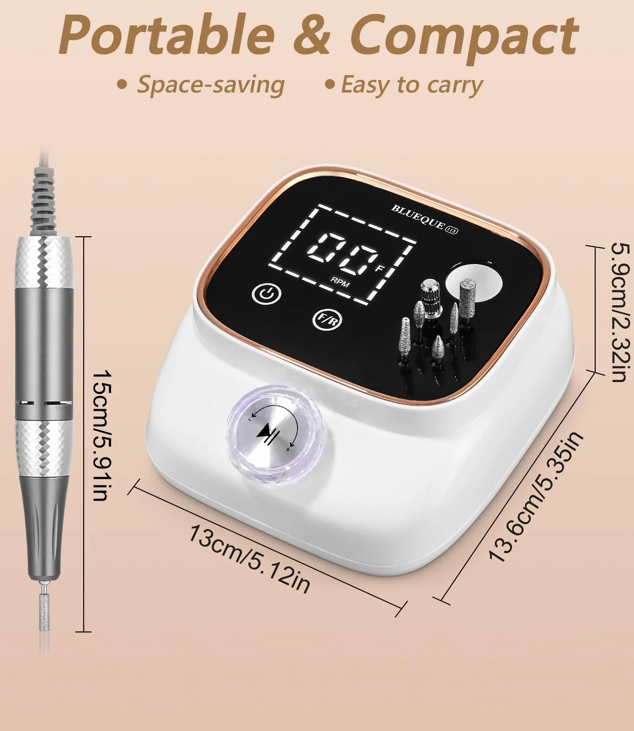 45,000RPM Ponceuse pour Ongles Professionnelle, Lime A Ongle Electrique, Ponceuse Ongles Set, Ensemble d’accessoires Kit avec Manucure Pédicure, pour Salon, Usage Maison