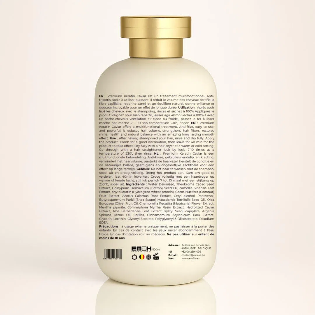 Premium Keratin Caviar Kit de Lissage Brésilien 500 ml – Activ Shampoo + Revitaliz System – Soin Lissant Réparateur pour Cheveux Abîmés, Colorés et Décolorés