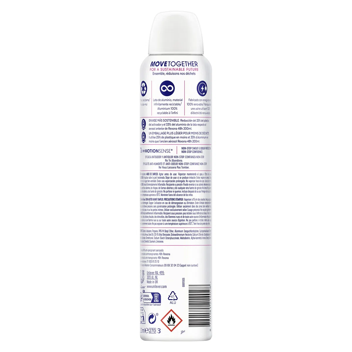 Rexona Déodorant Advance Protection Bright Bouquet 72 h pour Femme 200 ml Pack de 6