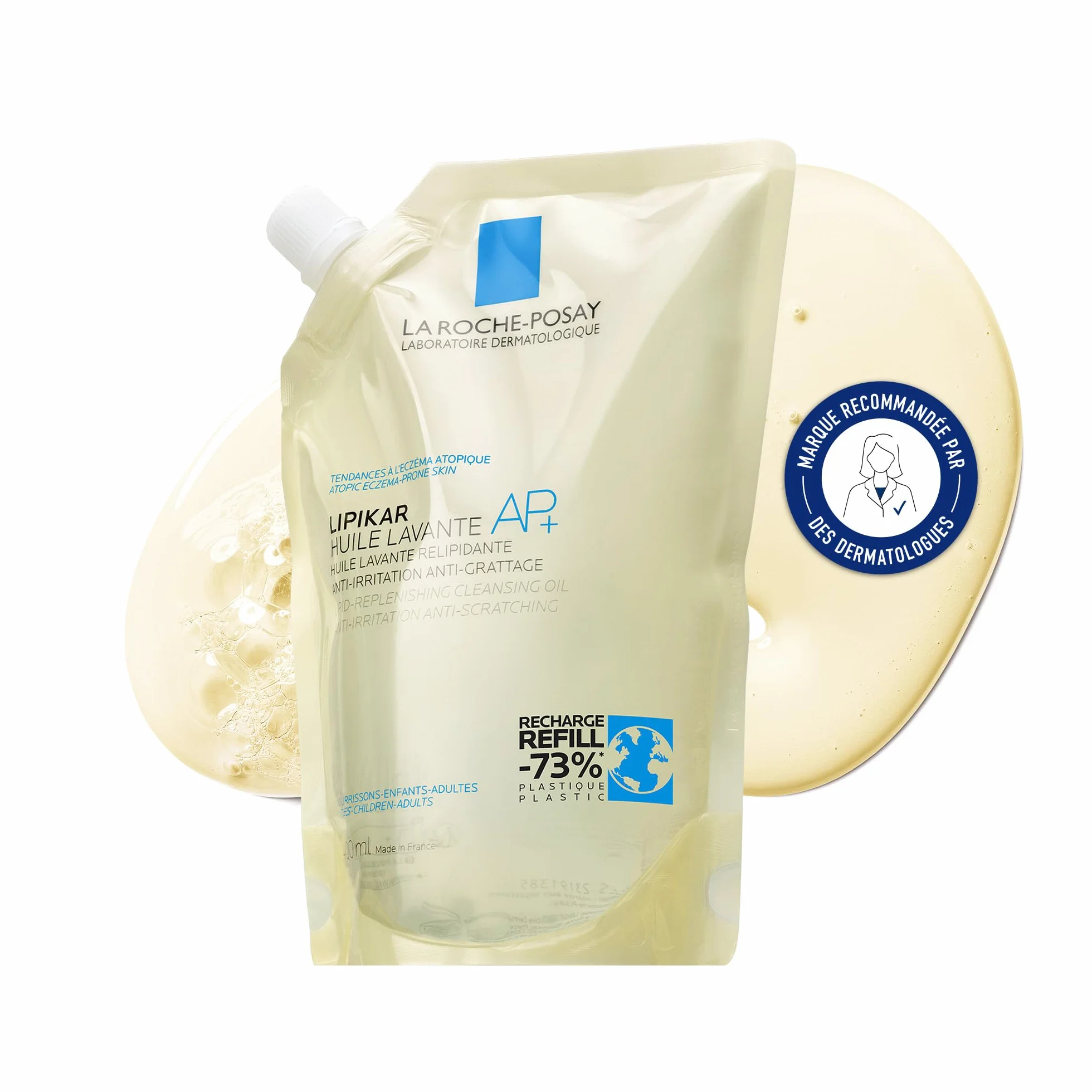 La Roche-Posay Lipikar Huile Lavante AP+ Recharge Huile de Douche Anti-irritation Peaux Sèches Atopique Eczéma Beurre de Karité Niacinamide