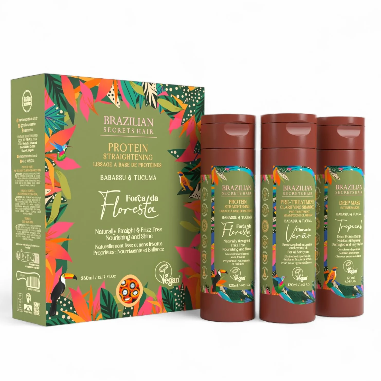 Brazilian Secrets Força da Amazonia Kit Lissage à la Protéine 3x120ml