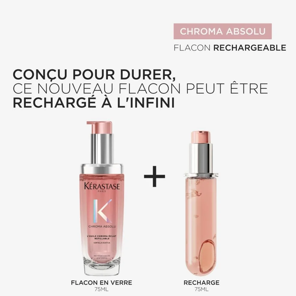 KÉRASTASE Chroma Absolu L'Huile Chroma Éclat Rechargeable Huile Capillaire Brillance Multi-Usage Soin Thermo-Protecteur Sans Rinçage Cheveux Colorés