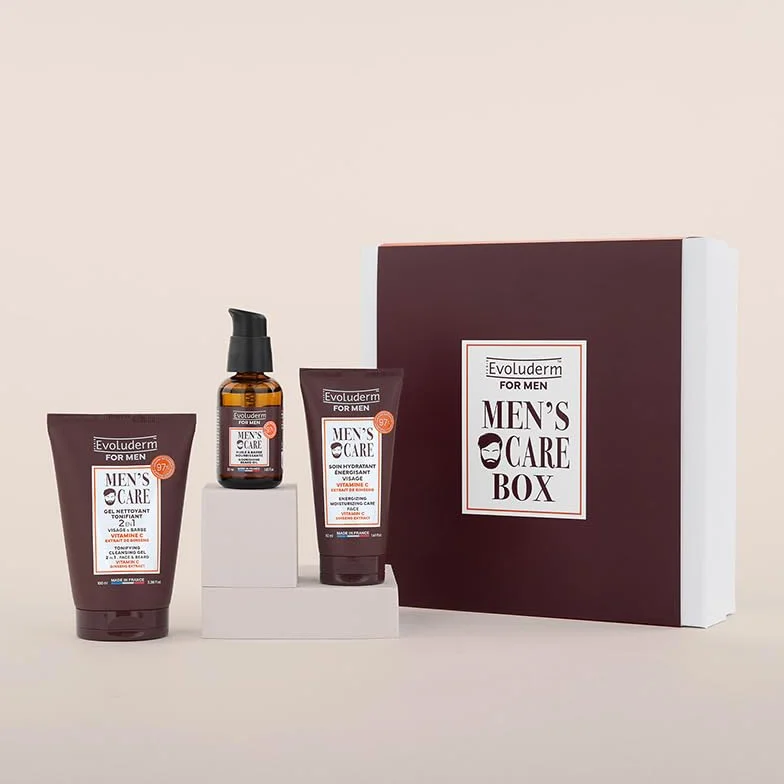 EVOLUDERM Coffret Soin Visage Homme 3 produits Ingrédients d'Origine Naturelle Végan