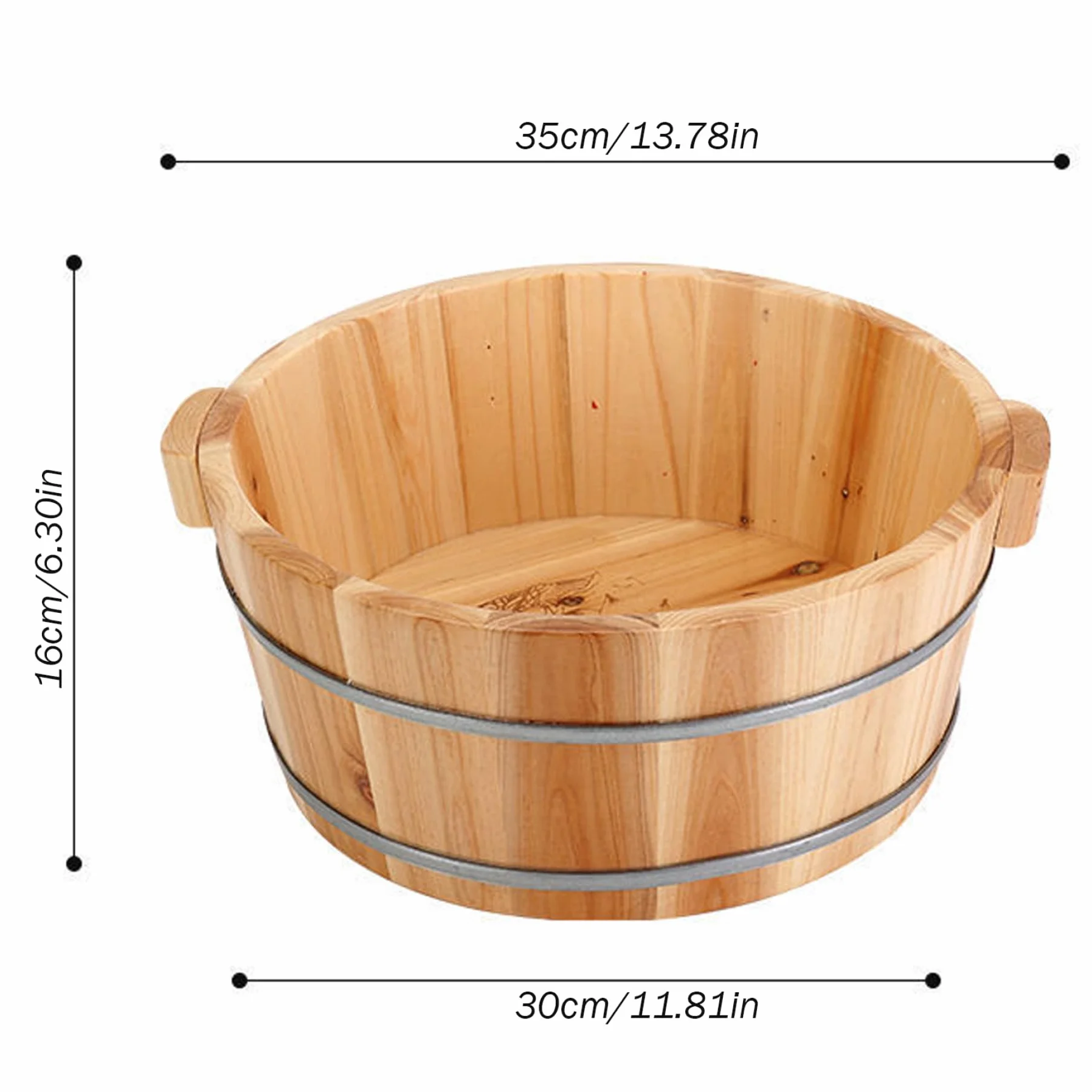 Bol de bain de pieds en bois Spa Massage baignoire trempage bassin 14 x 6,3 pouces