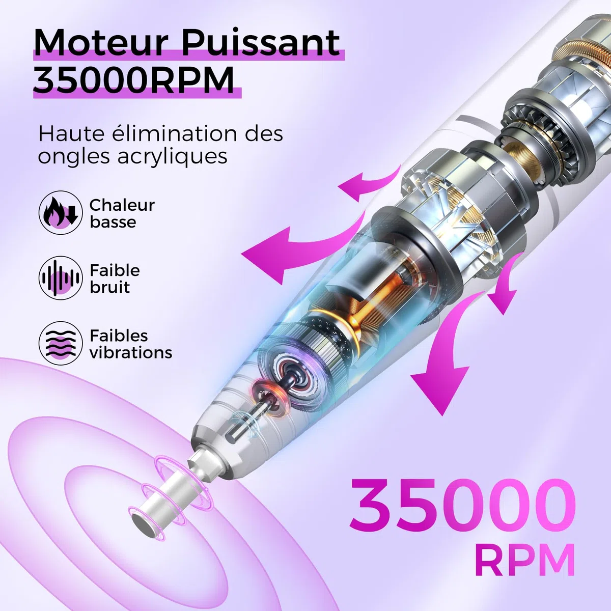 NAILGIRLS Ponceuse Professionnelle 35000RPM 11 en 1, Vitesse Réglable avec Écran LCD pour Manucure/Pédicure