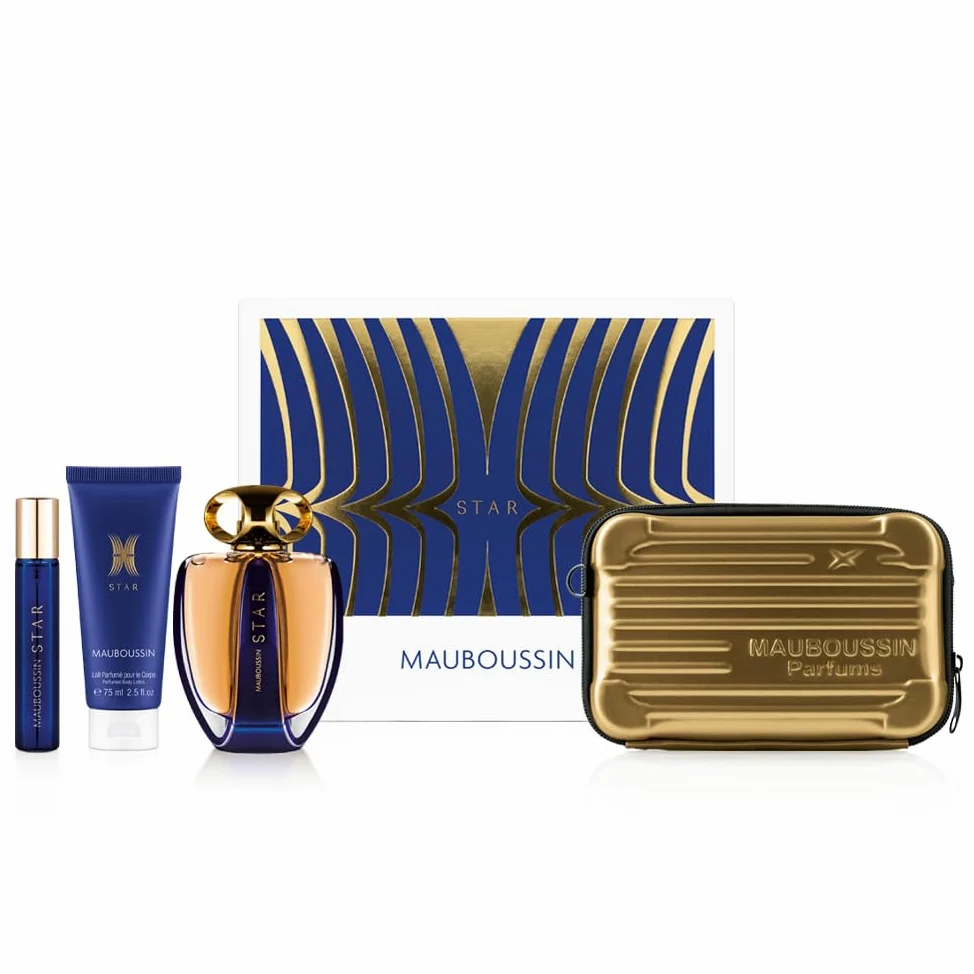 Mauboussin - Coffret Prestige Star : Eau de Parfum 90ml, Lait Corps 75ml, Travel Spray 20ml & Sac Bandoulière