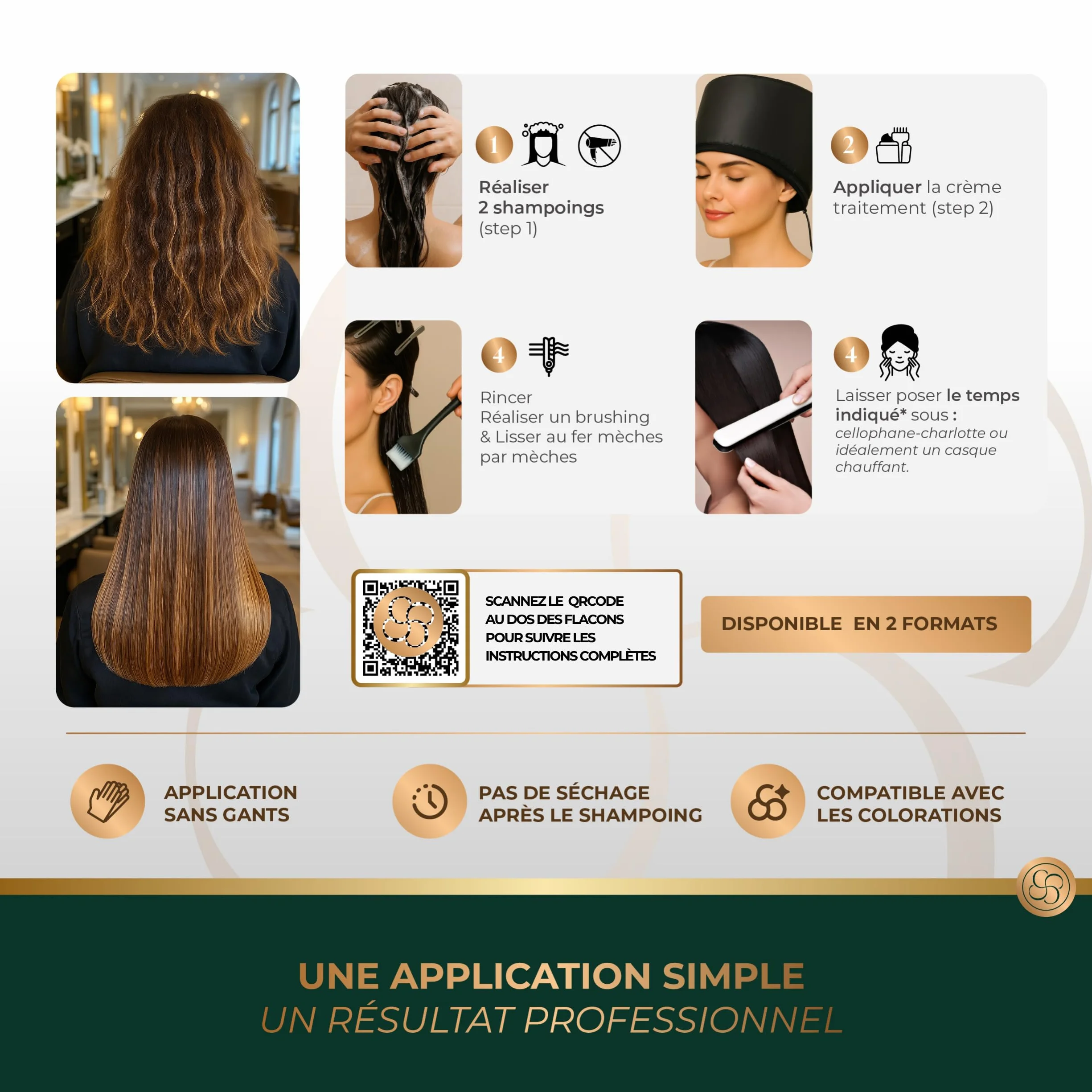 Kit professionnel lissage brésilien keratine premium 250ml sans formol 3-4 applications femmes enceintes enfants Fabriqué France