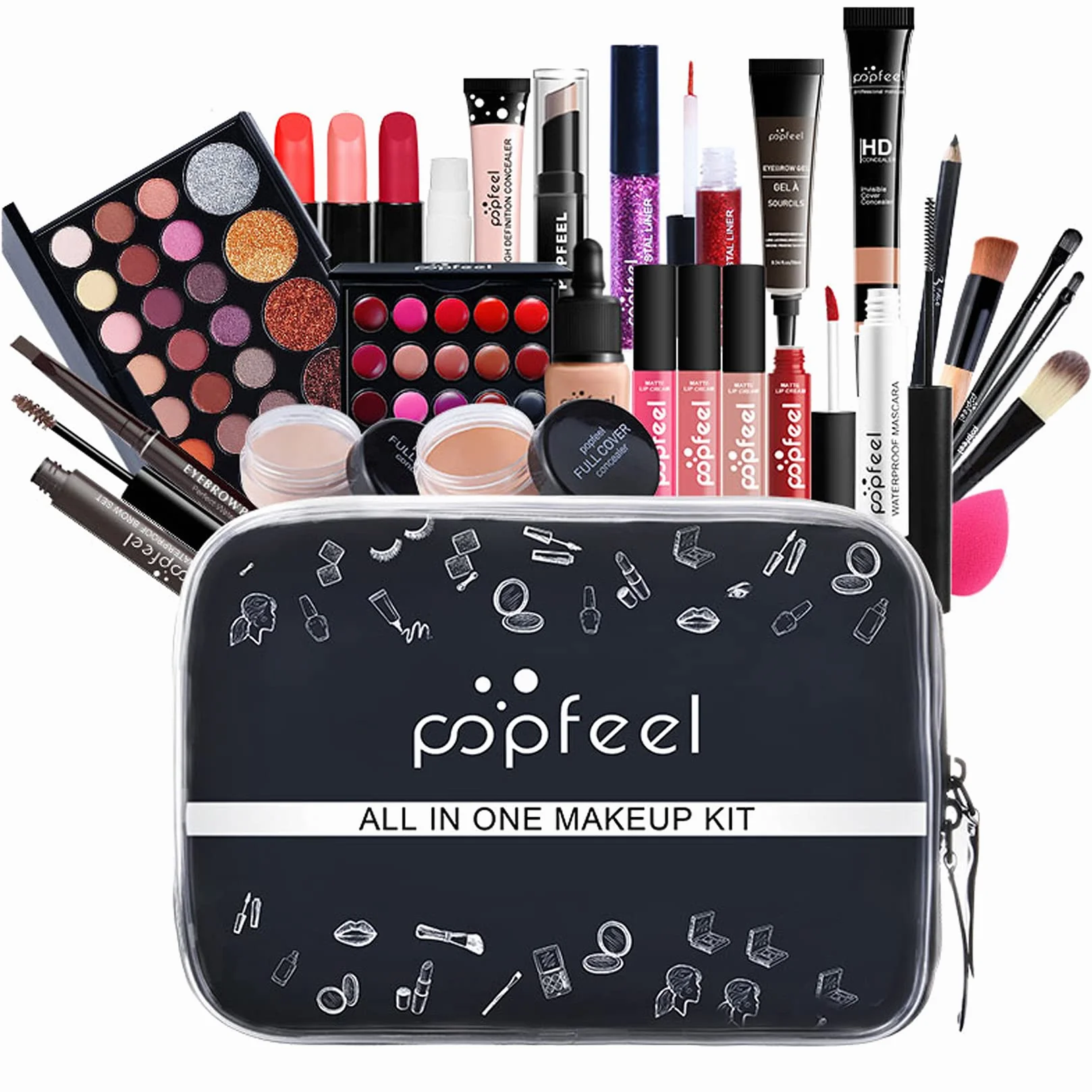 MKNZOME 27Pcs Kit de Maquillage Professionnel avec Palette Fard à Paupières et Sac de Rangement