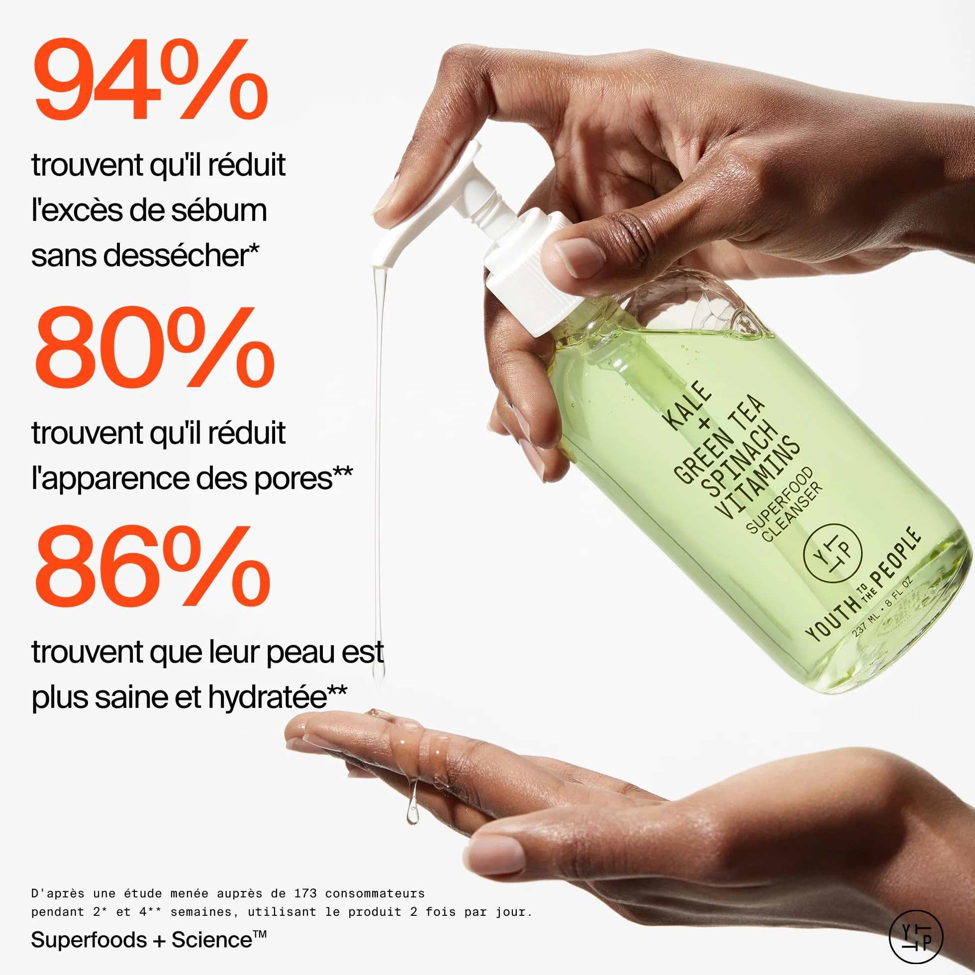 Youth To The People Superfood Cleanser, Nettoyant Visage Enrichi en Chou Kale, Thé Vert & Épinards, pH Équilibré