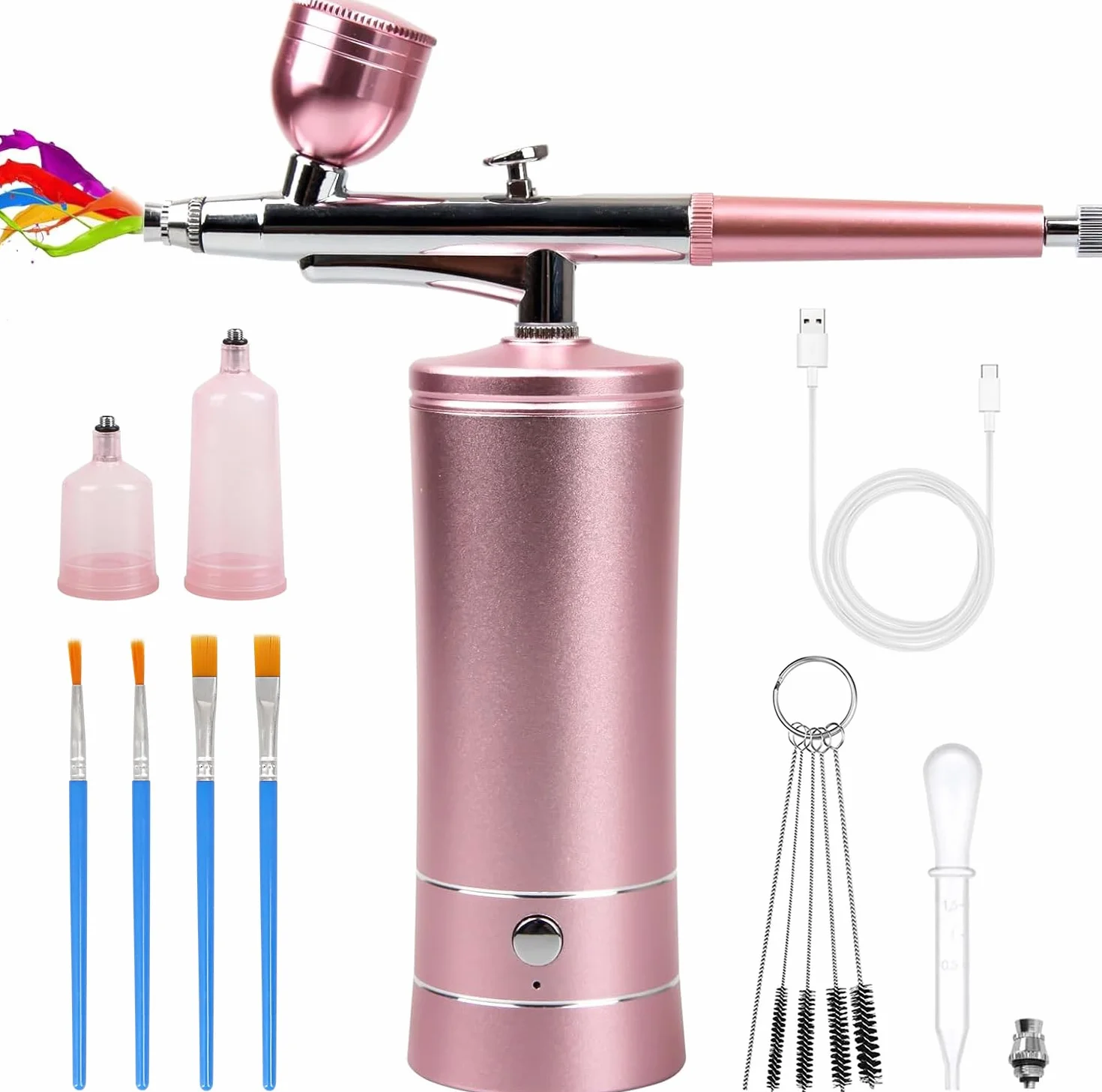 Airbrush Kit Rechargeable Cordless Airbrush Compressor Auto Handheld Airbrush Gun Portable Wireless Air Brush for Nail Art Cake Decor Makeup Model Painting