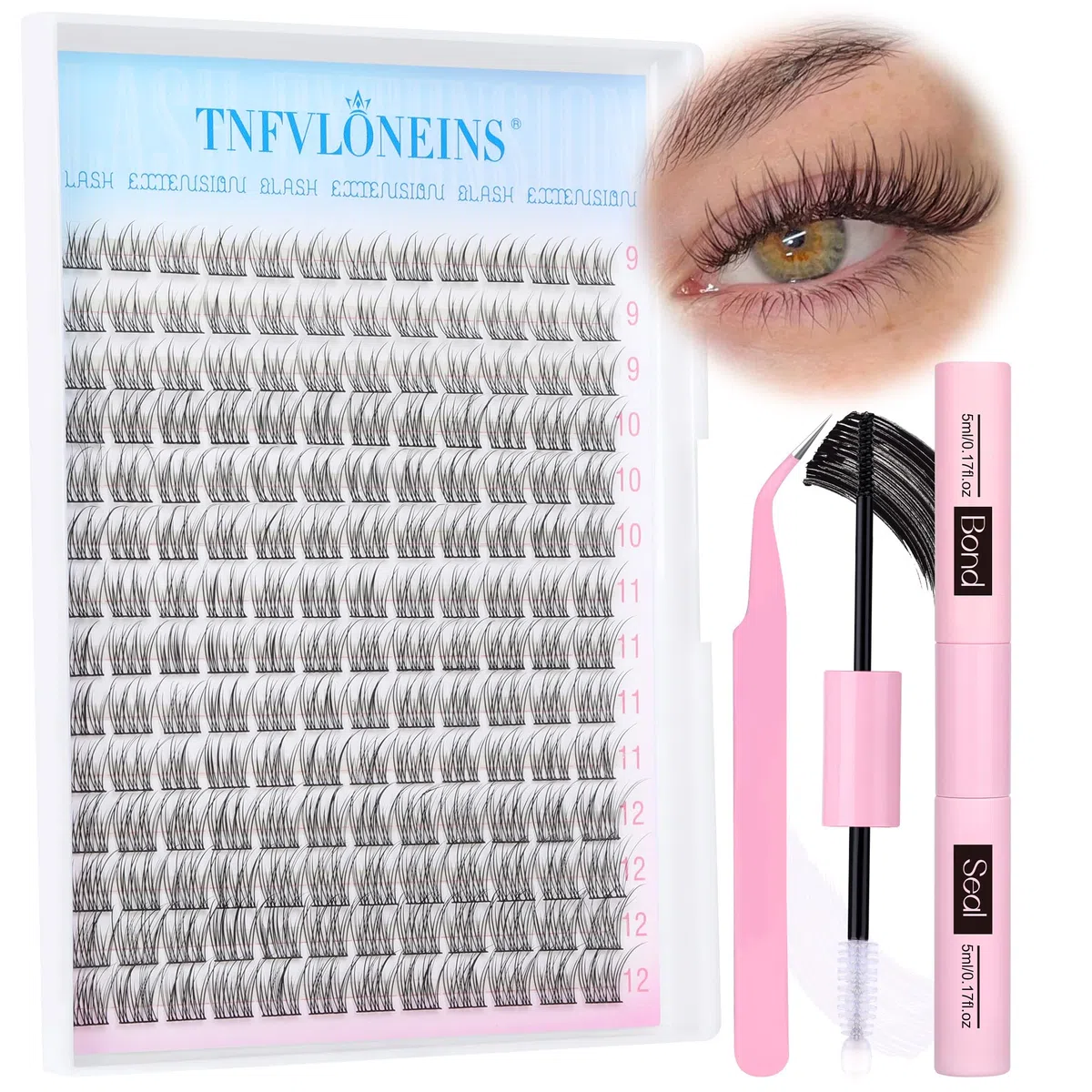 TNFVLONEINS Wispy Kit d'extension de cils indiviudaux 168 pièces - Cils naturels courbés C - Kit d'extension de cils doux russes