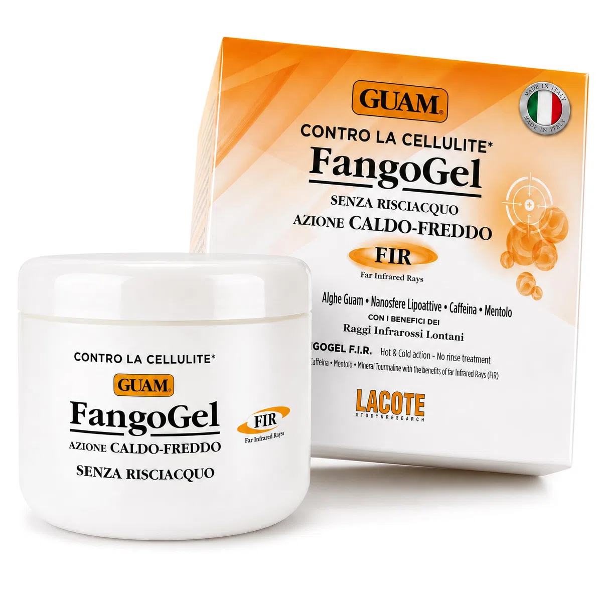 Guam FangoGel Anti-Cellulite Gel aux Algues Marines et Tourmaline 300 ml Action Chaud-Froid Sans Rinçage