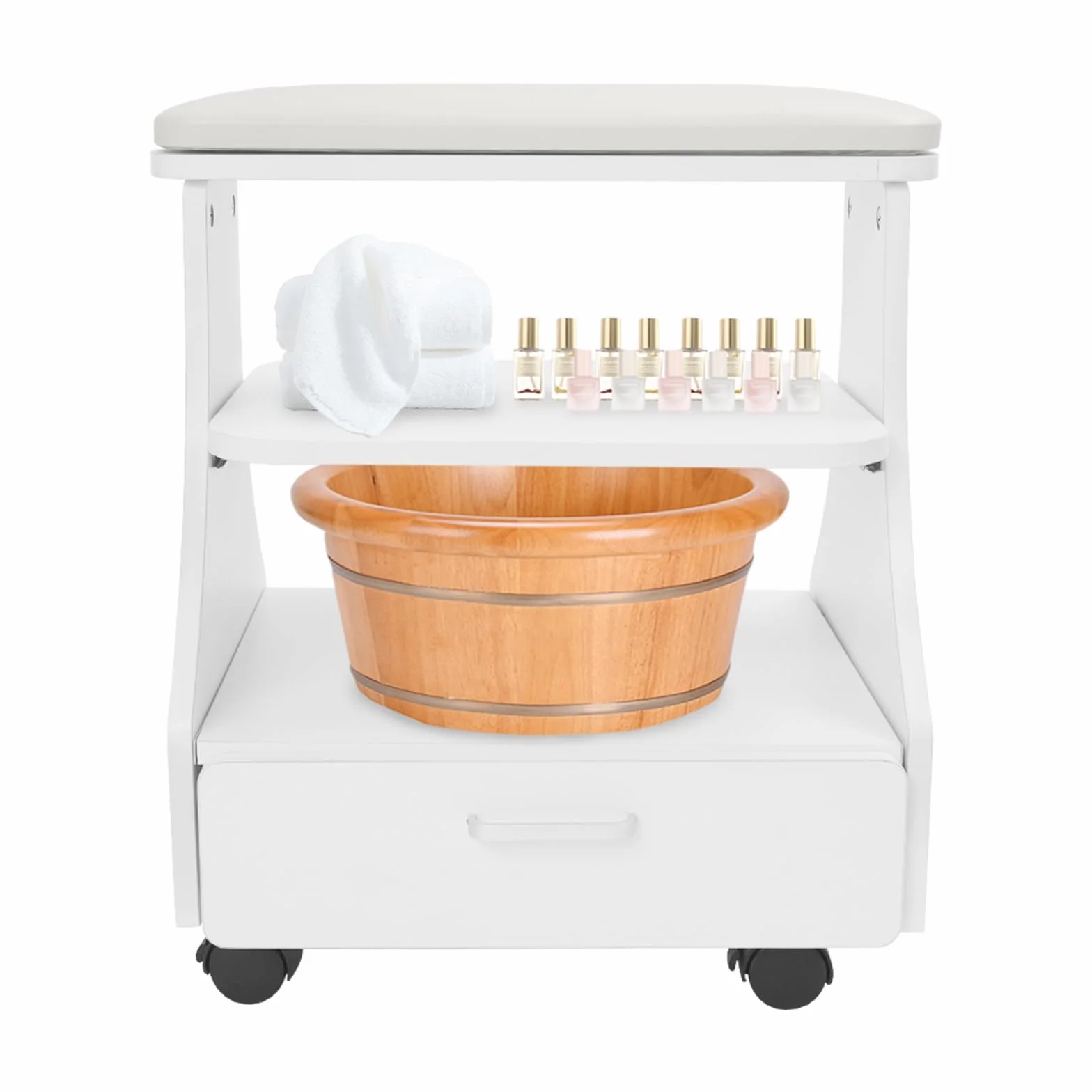 Chariot de rangement 3 niveaux pour manucure et pédicure, 50 kg, 52 x 41 x 55 cm blanc