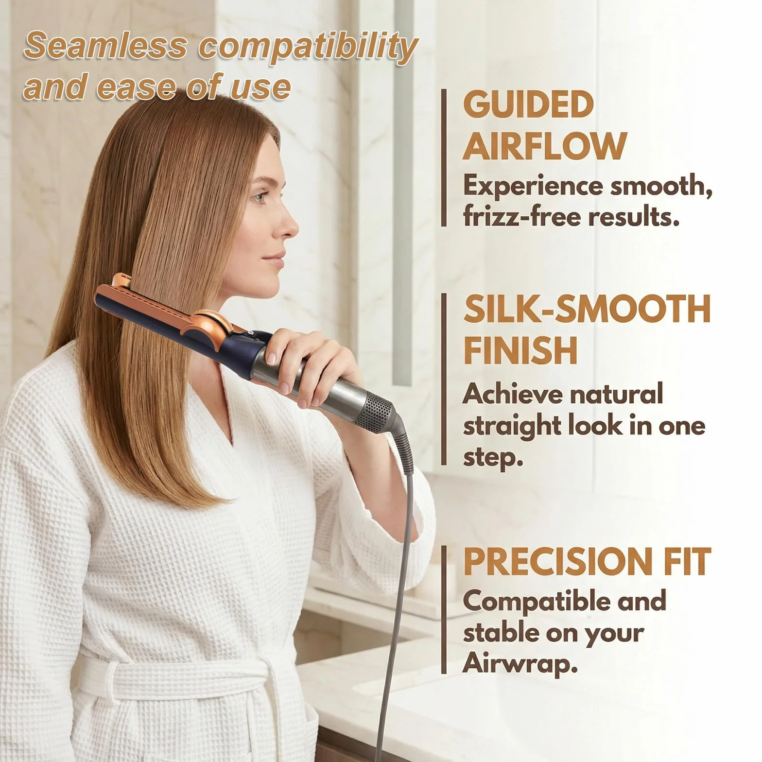 Airflow Accessoire de lissage pour cheveux Dyson Airwrap HS01/HS05/HS08 avec technologie à air froid réduit les dommages causés par la chaleur sans plaques chauffantes