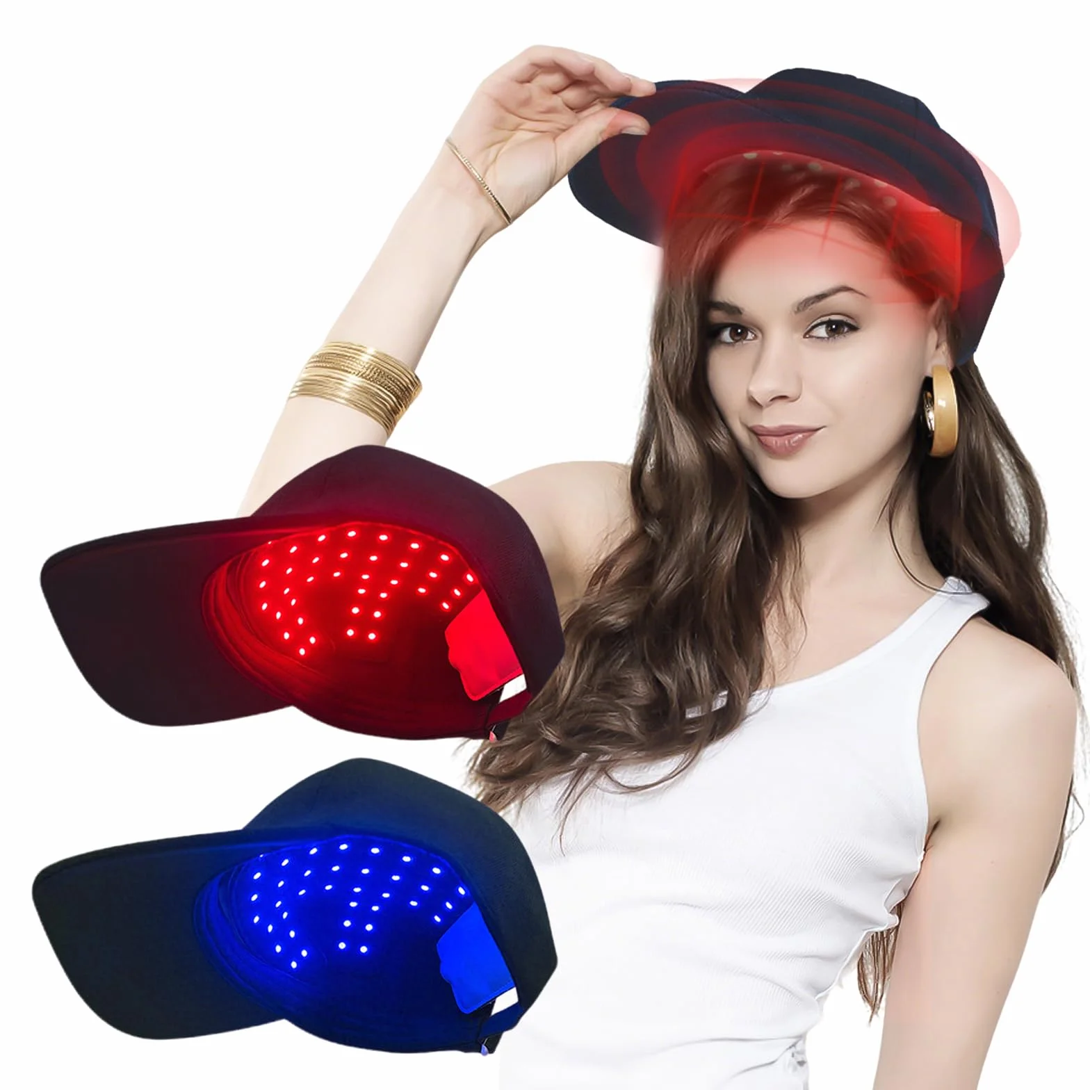 Bonnet de croissance des cheveux LED avec lumière infrarouge, 460 nm, 660 nm et 850 nm,4 Modes, 168 LED,appareil de soins capillaires rechargeable pour homme et femme, croissance des cheveux