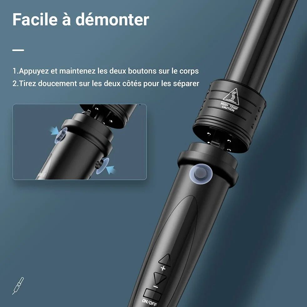 Fer à Boucler Céramique 5 en 1 avec Écran LCD Multifonction Interchangeable ET-W301