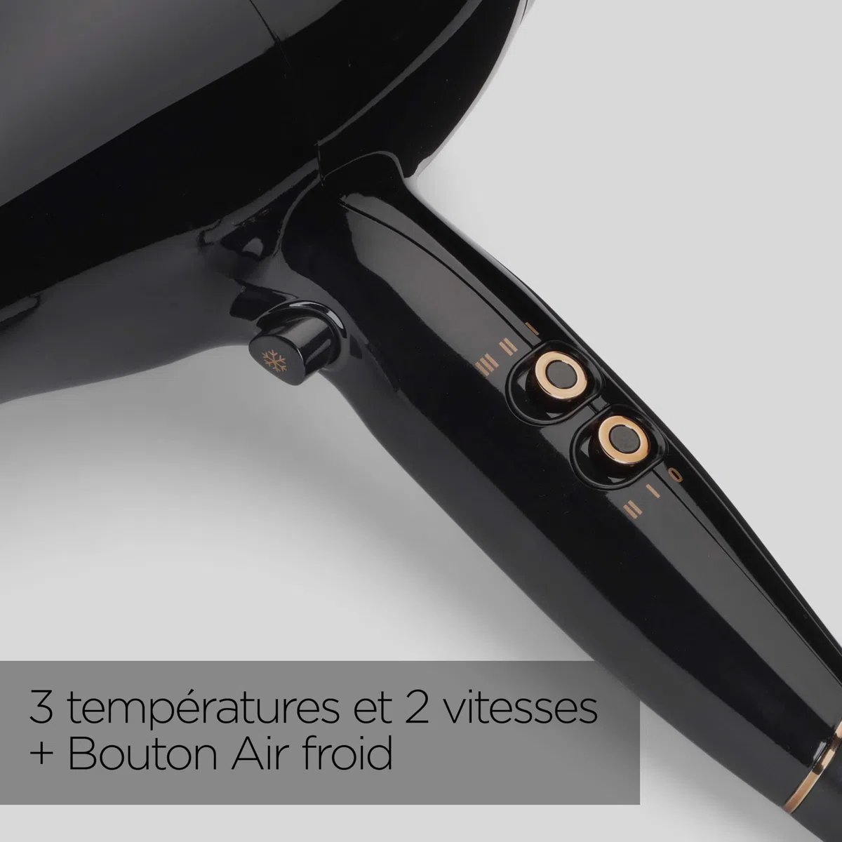 BaByliss Sèche-cheveux Pro Power - Sèche-cheveux puissant de 2300W, Moteur AC Professionnel, Technologie Ionique Anti-Frisottis, 3 réglages de température & 2 réglages de vitesse, Noir, D5245E