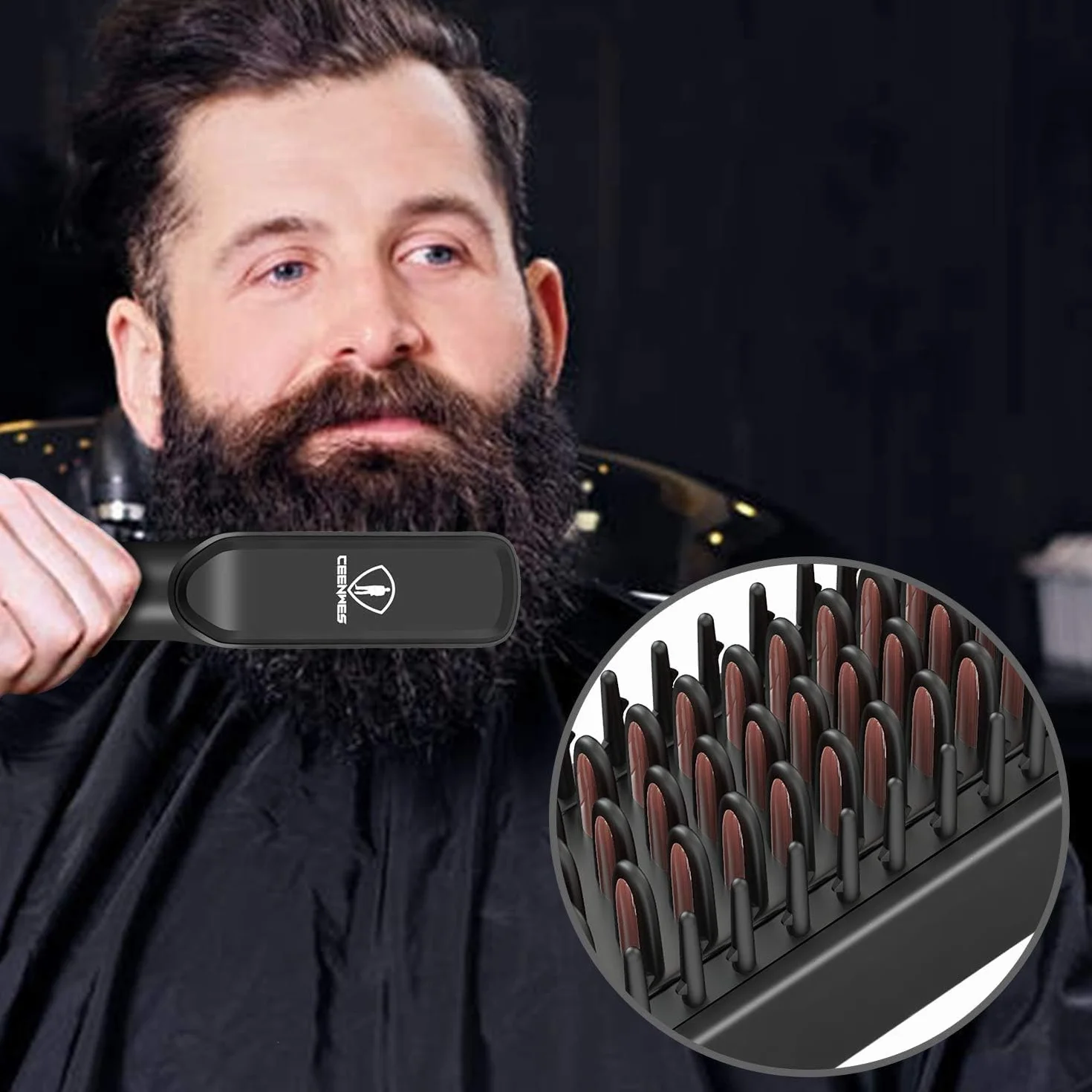 3 en 1 Brosse Lisseur à Barbe Hommes avec Crème et Huile à Barbe