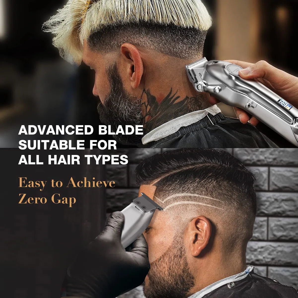SUPRENT Tondeuse à Cheveux Professionnelle Homme Kit Coupe Cheveux Lame T Zero Gap Sans fil écran LED Argent