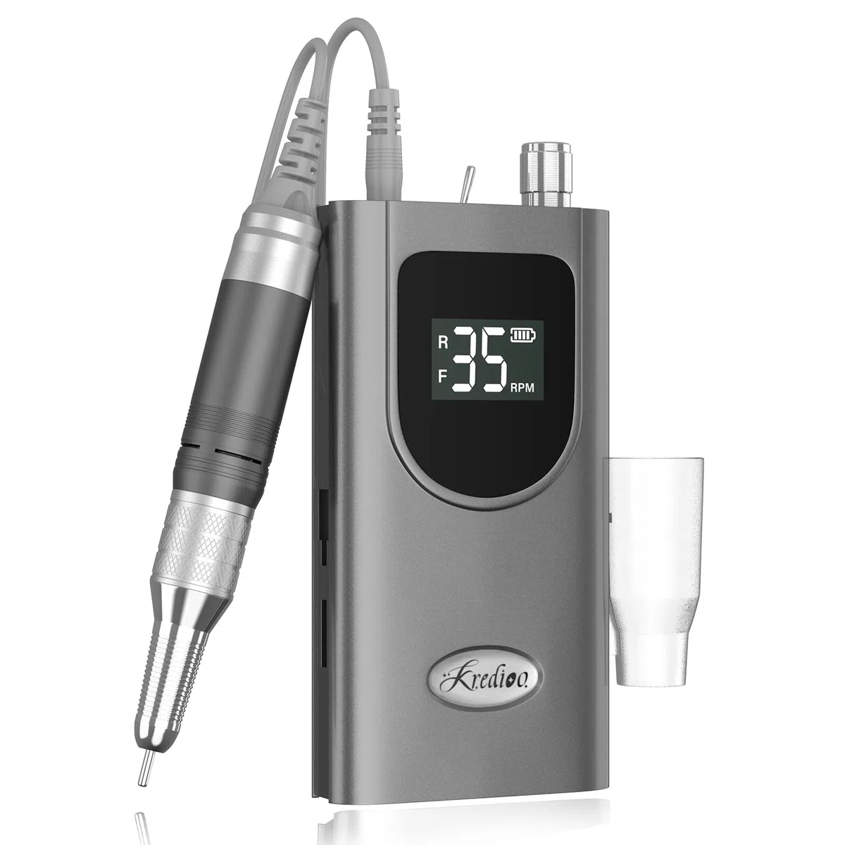 Kredioo Ponceuse pour Ongles Professionnelle Electrique 35000 Tours avec 6 Embouts et Affichage de LCD Puissante Silencieuse pour Manucure Pédicure Cadeau pour Femme
