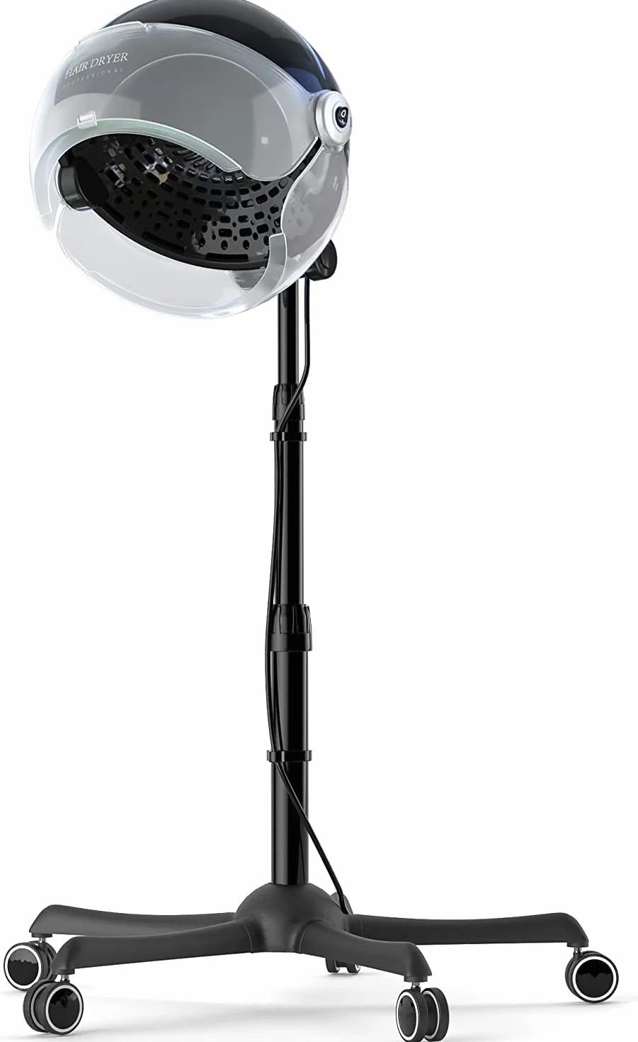 Casque Chauffant Cheveux Afro, Casque Seche Cheveux, Casque Vapeur Cheveux Pour Soin, Hair Steamer, 1650W, 3 modes de température, sèche-cheveux ion, hauteur 85-150 cm (noir)