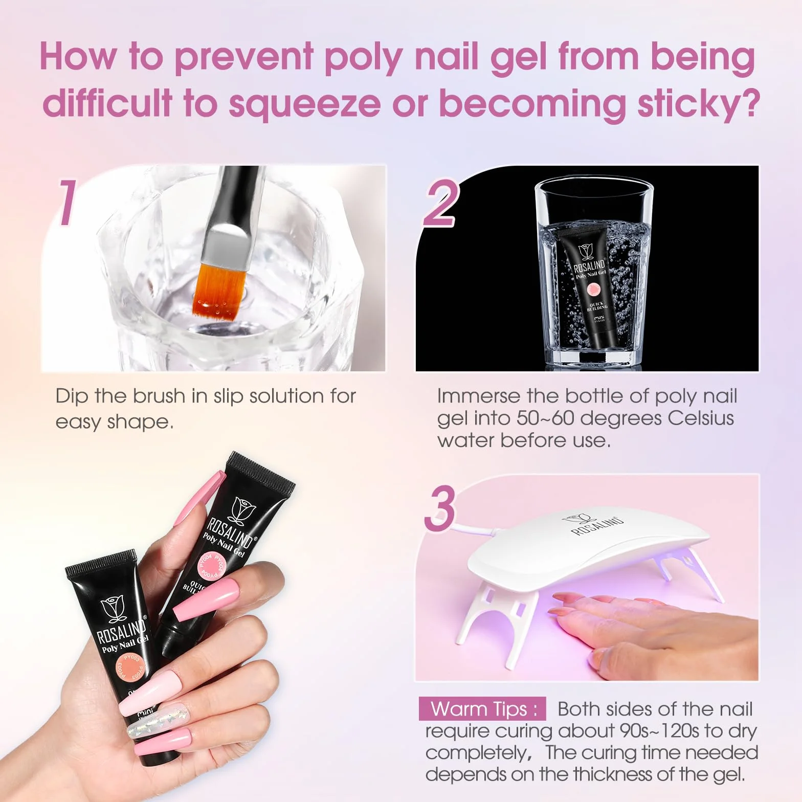 ROSALIND Acrygel Kit 16 Couleurs 10 ml UV Lampe pour Extension d'Ongle