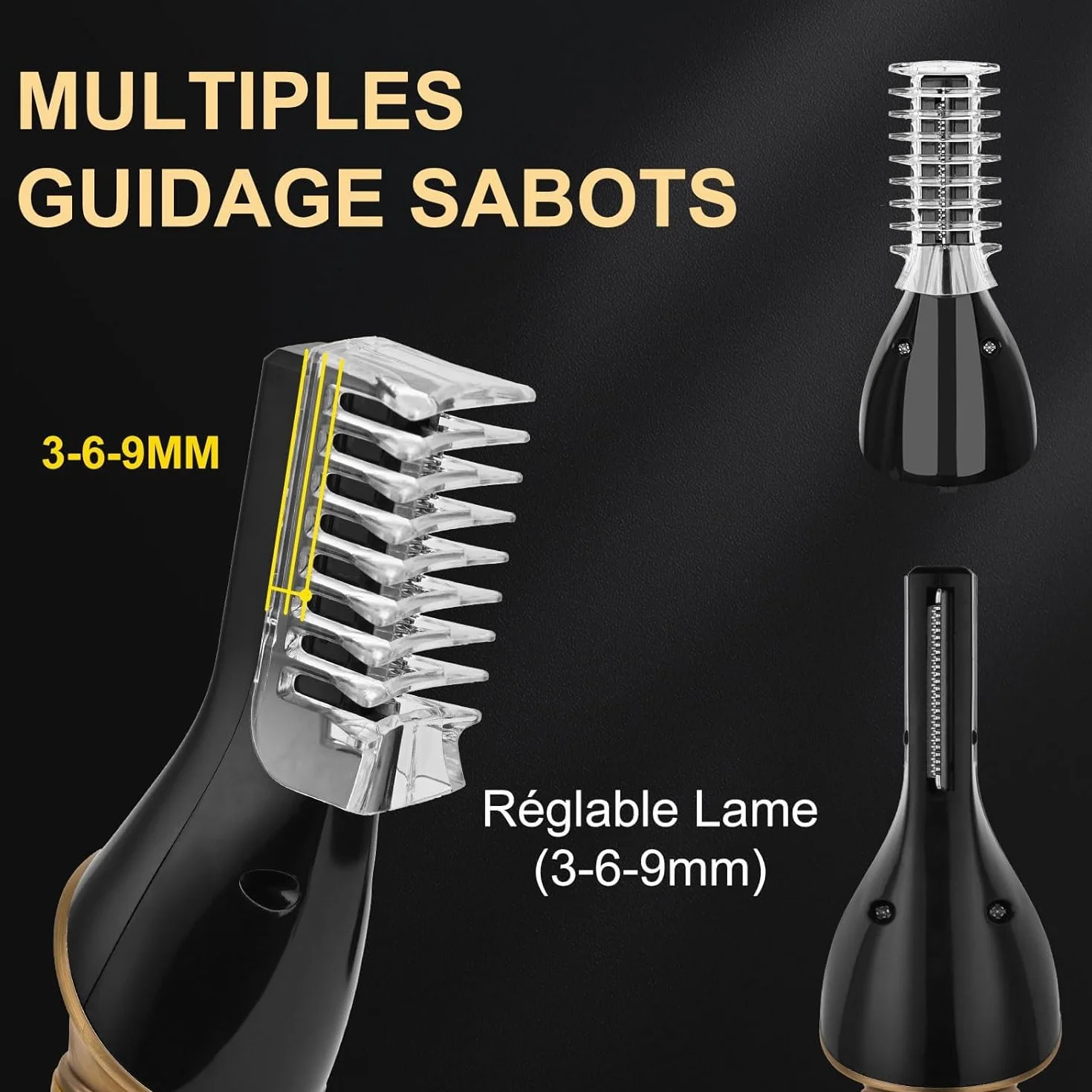 Professionnelle Tondeuse Cheveux Barbe Homme Sans Fil Rasoir avec Affichage Type-C USB, Kit 5-en-1 pour Homme