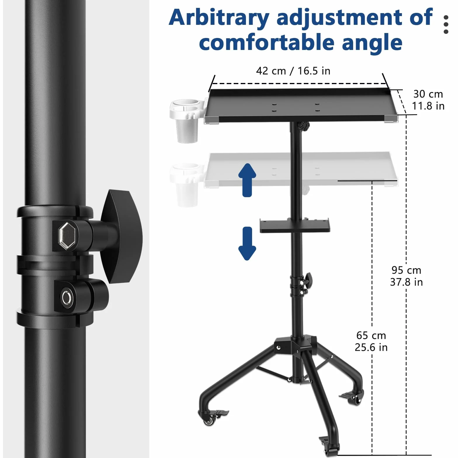 ZHOOGE Plateau de salon sur roulettes avec support, plateau de service de salon réglable en hauteur avec roue universelle silencieuse à 360 degrés pour travaux de tatouage, spa et plateau dentaire