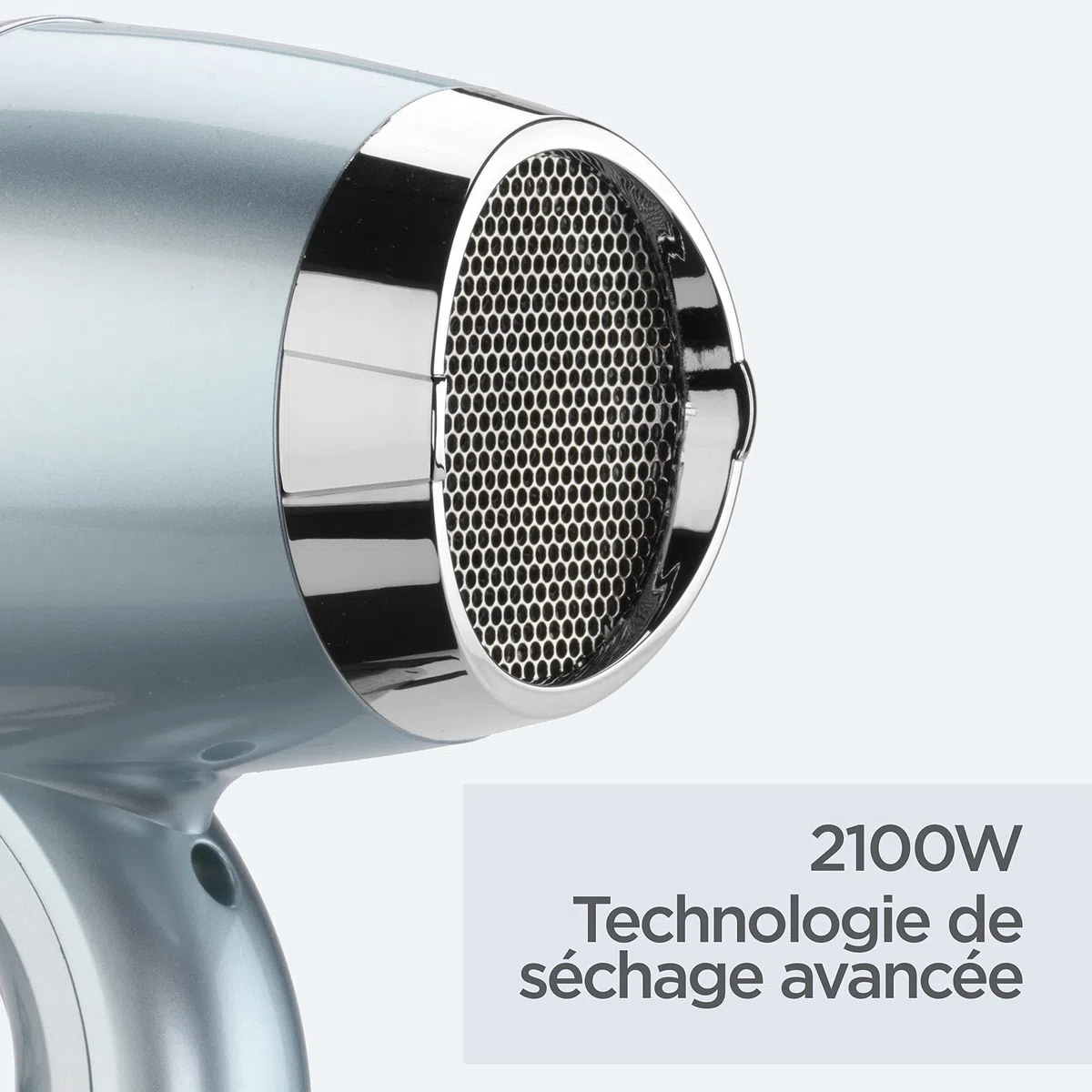 Sèche‑cheveux BaByliss Hydro‑Fusion avec Diffuseur – Sèche‑cheveux ionique professionnel 2100 W, technologie plasma pour brillance, design léger, 3 températures & 2 vitesses, bleu, D773DE