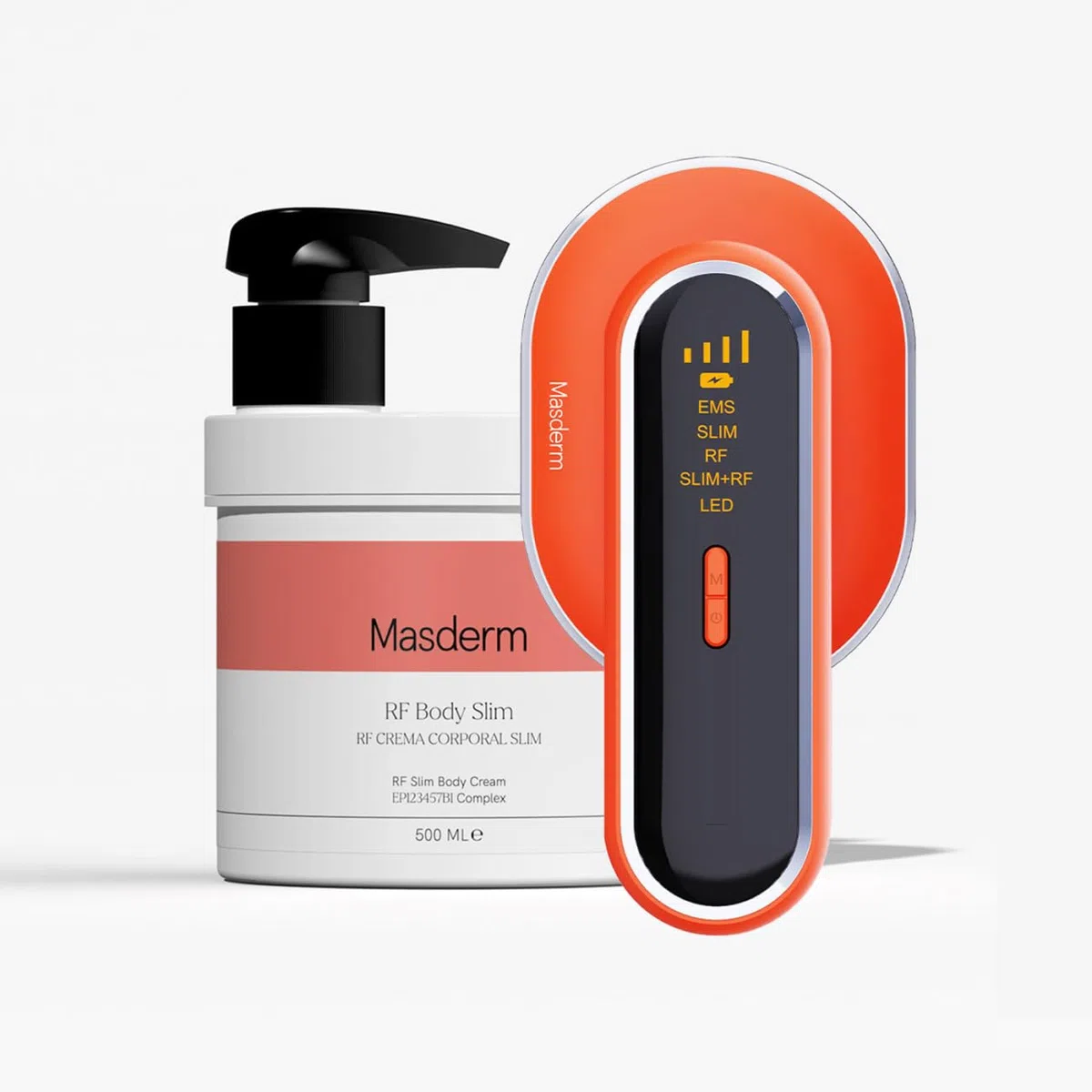 MASDERM - Cellulite 2-en-1, Appareil Radiofréquence Corporelle Professionnel avec Crème Anti-Cellulite Raffermissante 500 ml et Technologie EMS LED, Traitement Réducteur et Anti-Graisse - Pack de 2