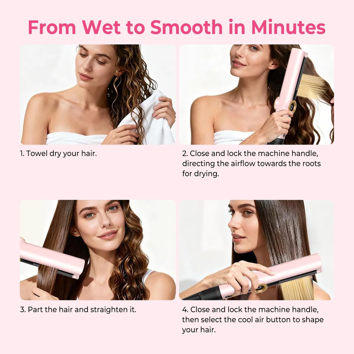 OKWRAP Hair Straightener 2 en 1 Seche Cheveux Lisseur，Lisseur Sechant Ionique Lisseur Cheveux Fer a Lisser Lisseur Portable Sans Dommage Thermique, Obtenez Facilement des Cheveux Lisses et Soyeux