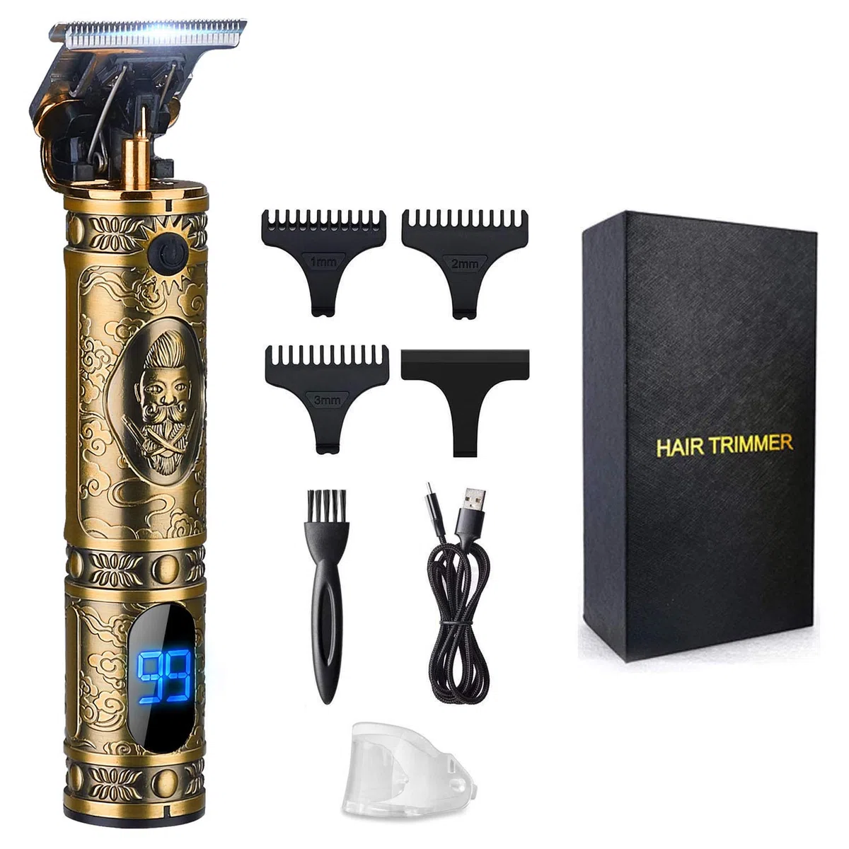 Suttik Tondeuse à cheveux professionnelle pour homme, tondeuse à barbe et moustache pour homme, tondeuse à moustache, coupe-bordures Gold Knight