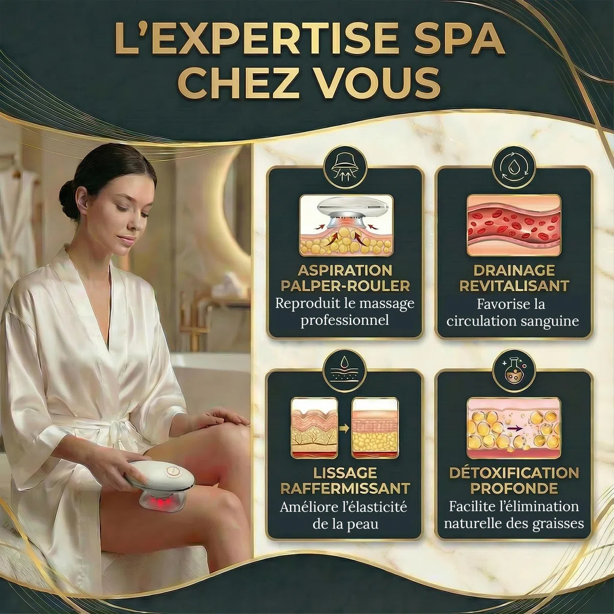 Masseur Sculptant Anti-Cellulite à Ventouse Électrique Corps & Visage 3 en 1 Mantrasage | Palper-Rouler, Lifting EMS & Thérapie Lumière Rouge | Drainage & Raffermissement Cuisses, Ventre, Bras, Fesses