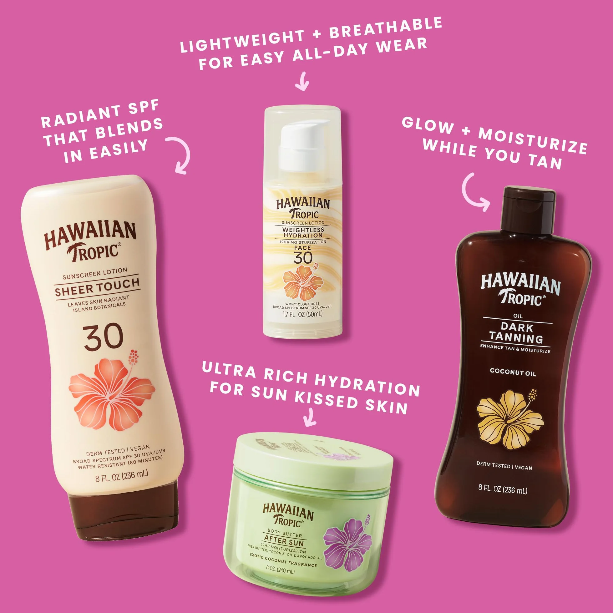 Hawaiian Tropic After Sun Lotion Moisturizer Hydrating Body Butter Coconut Oil 8 oz