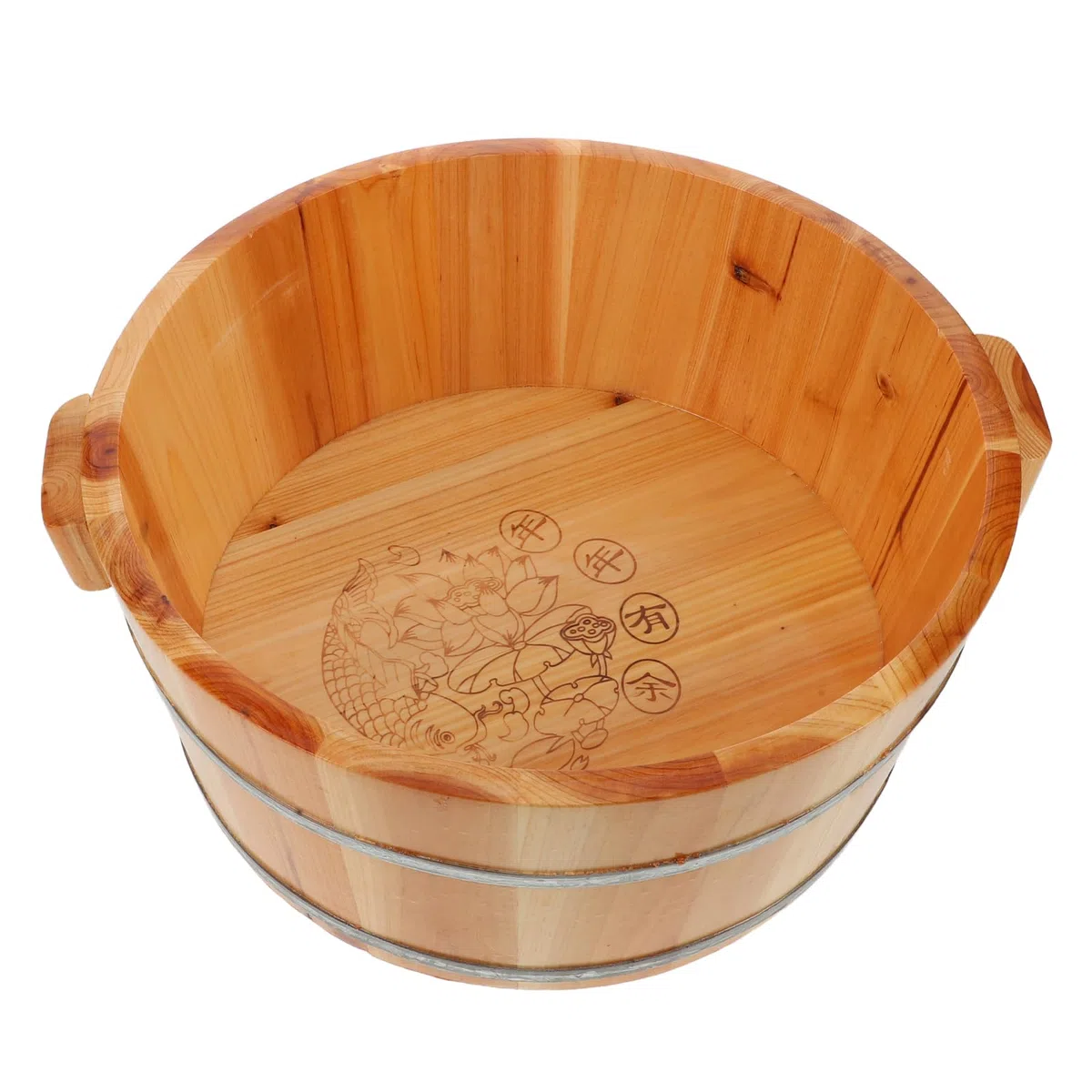 Bain de Pied en Bois Marron Seau à Pieds Finition Lisse Artisanale pour Pédicure et Massage pour Sauna et Voyage