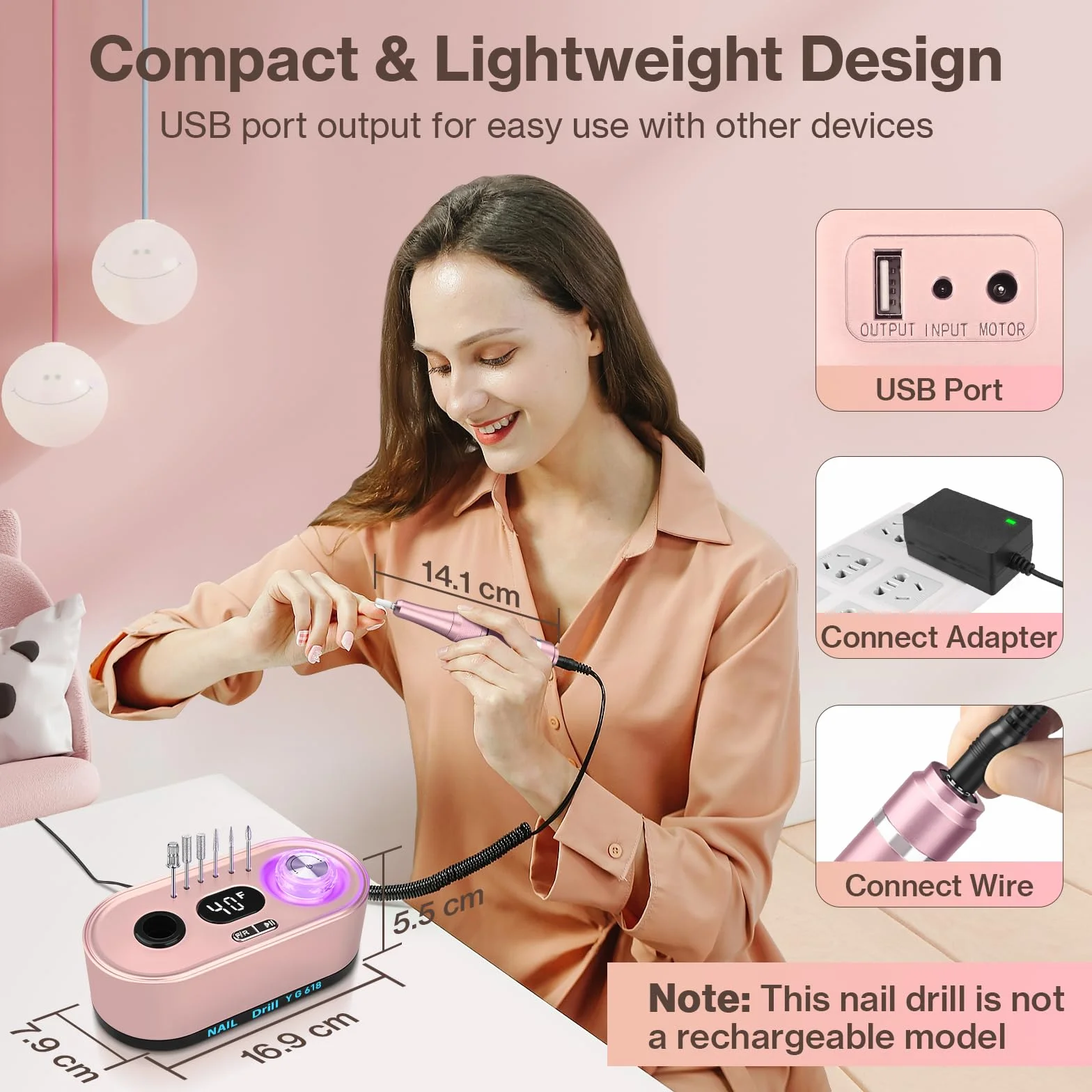 Urbuti Ponceuse pour Ongles Professionnelle 40000 RPM 36 W 12 en 1 avec Écran LCD, Lime à Ongle Électrique Silencieux, Kit Manucure Pédicure